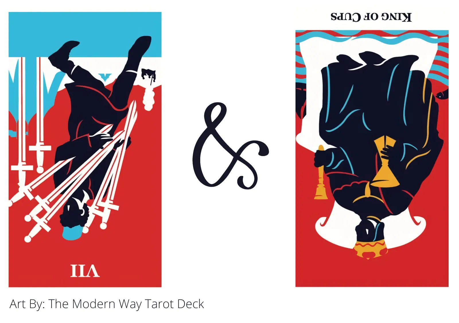 seven of swords reversed and king of cups reversed tarot cards together