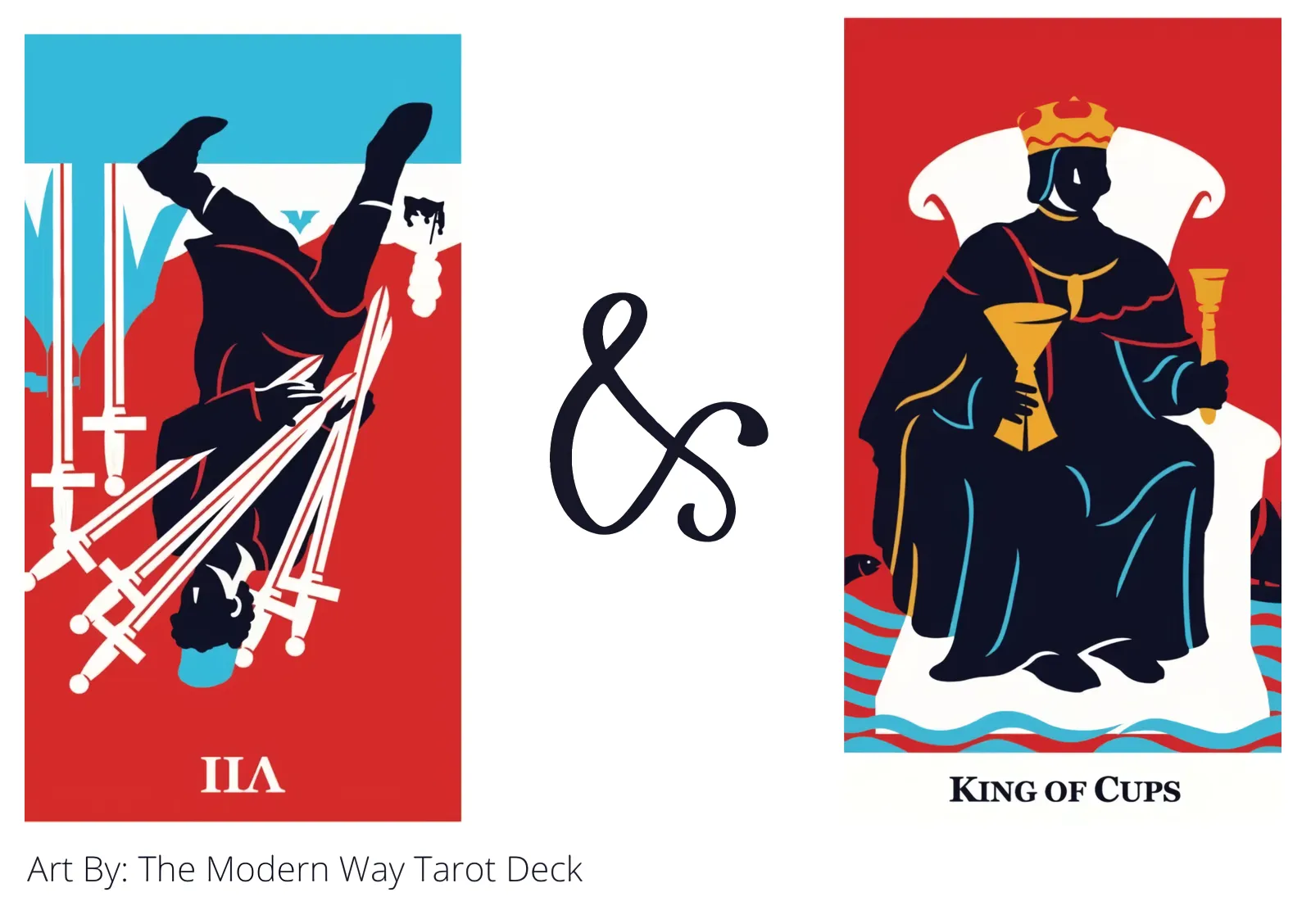 seven of swords reversed and king of cups tarot cards together