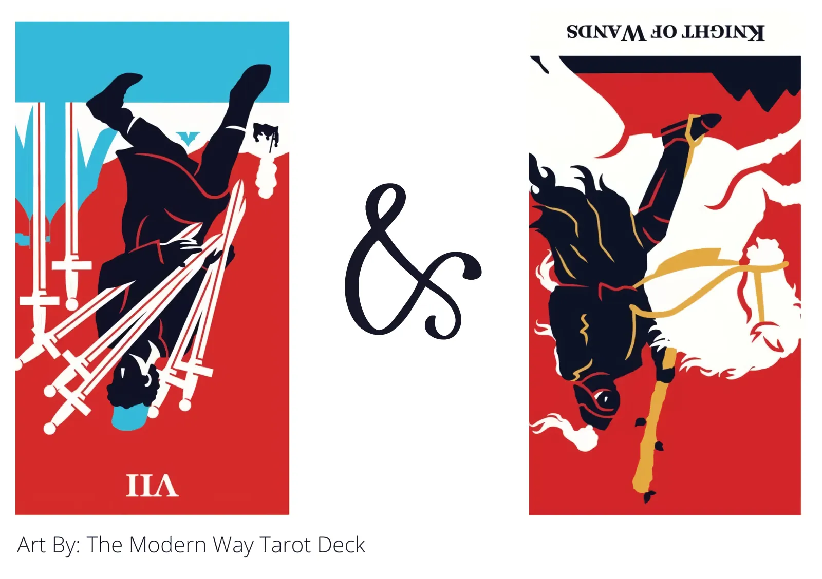 seven of swords reversed and knight of wands reversed tarot cards together