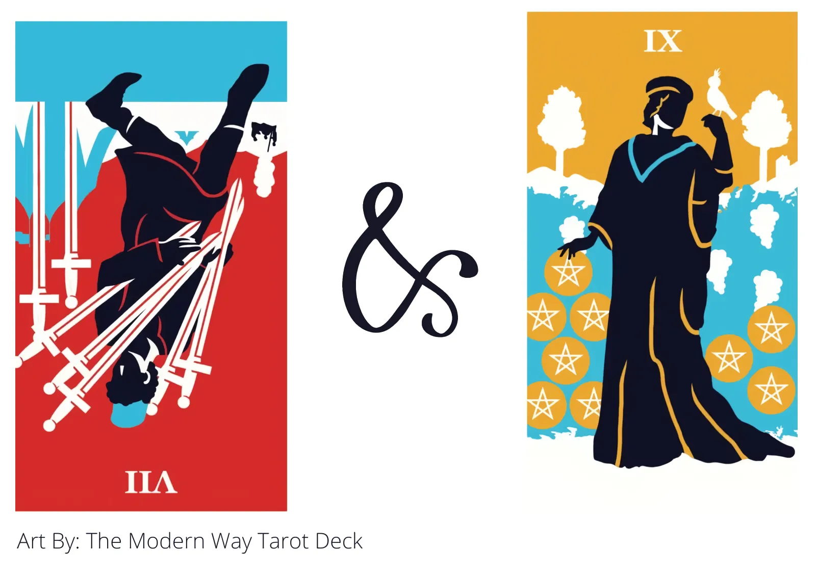 seven of swords reversed and nine of pentacles tarot cards together