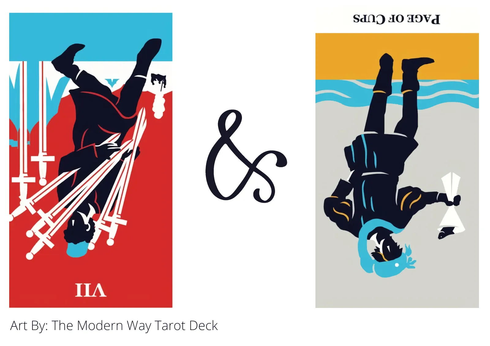 seven of swords reversed and page of cups reversed tarot cards together
