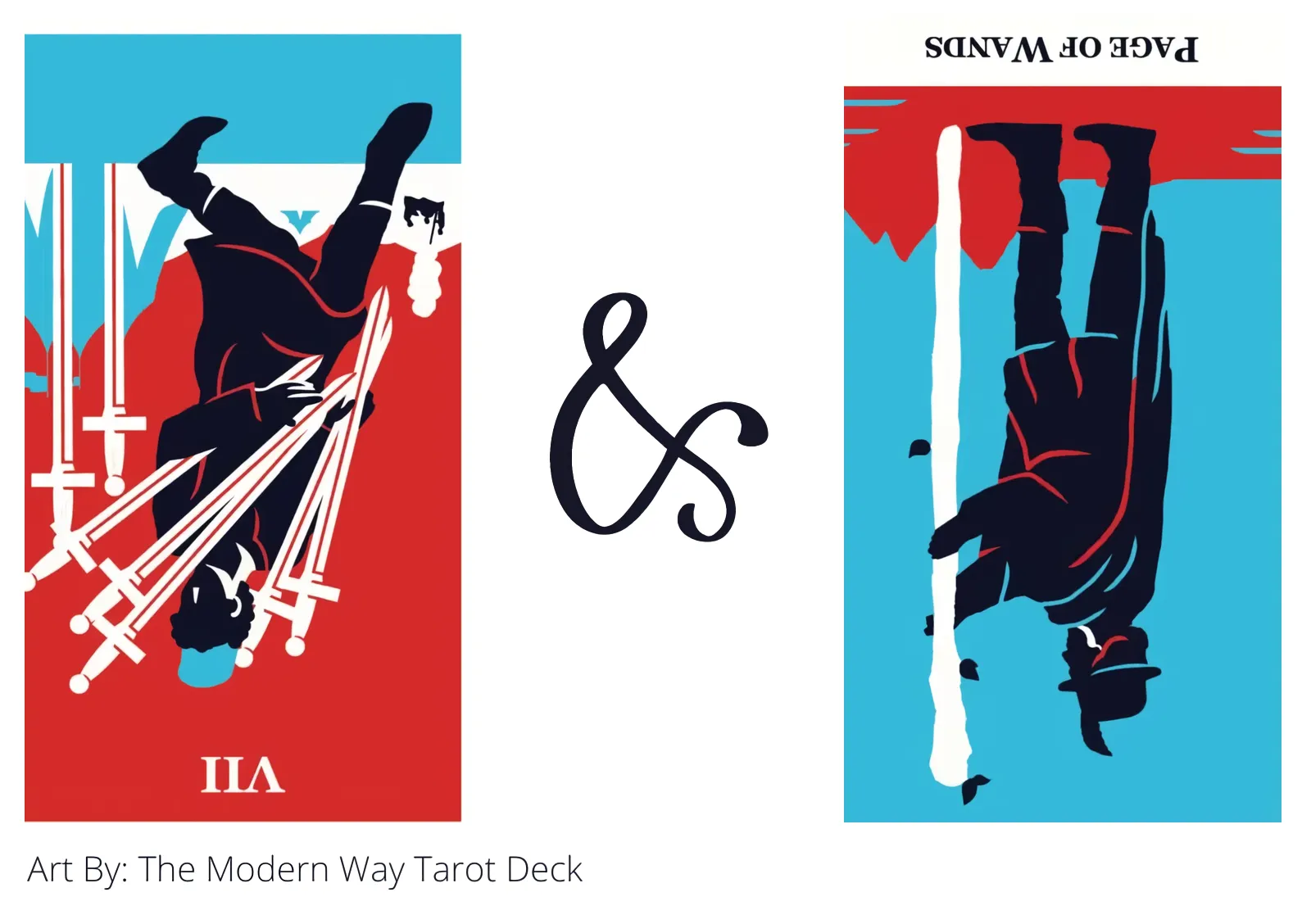 seven of swords reversed and page of wands reversed tarot cards together