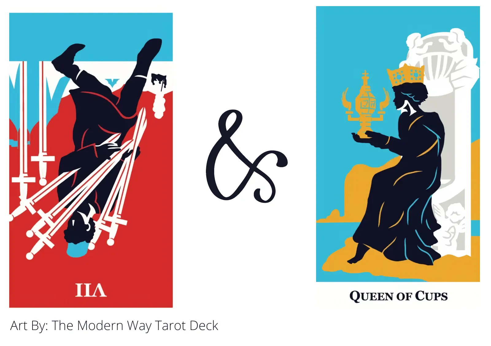 seven of swords reversed and queen of cups tarot cards together