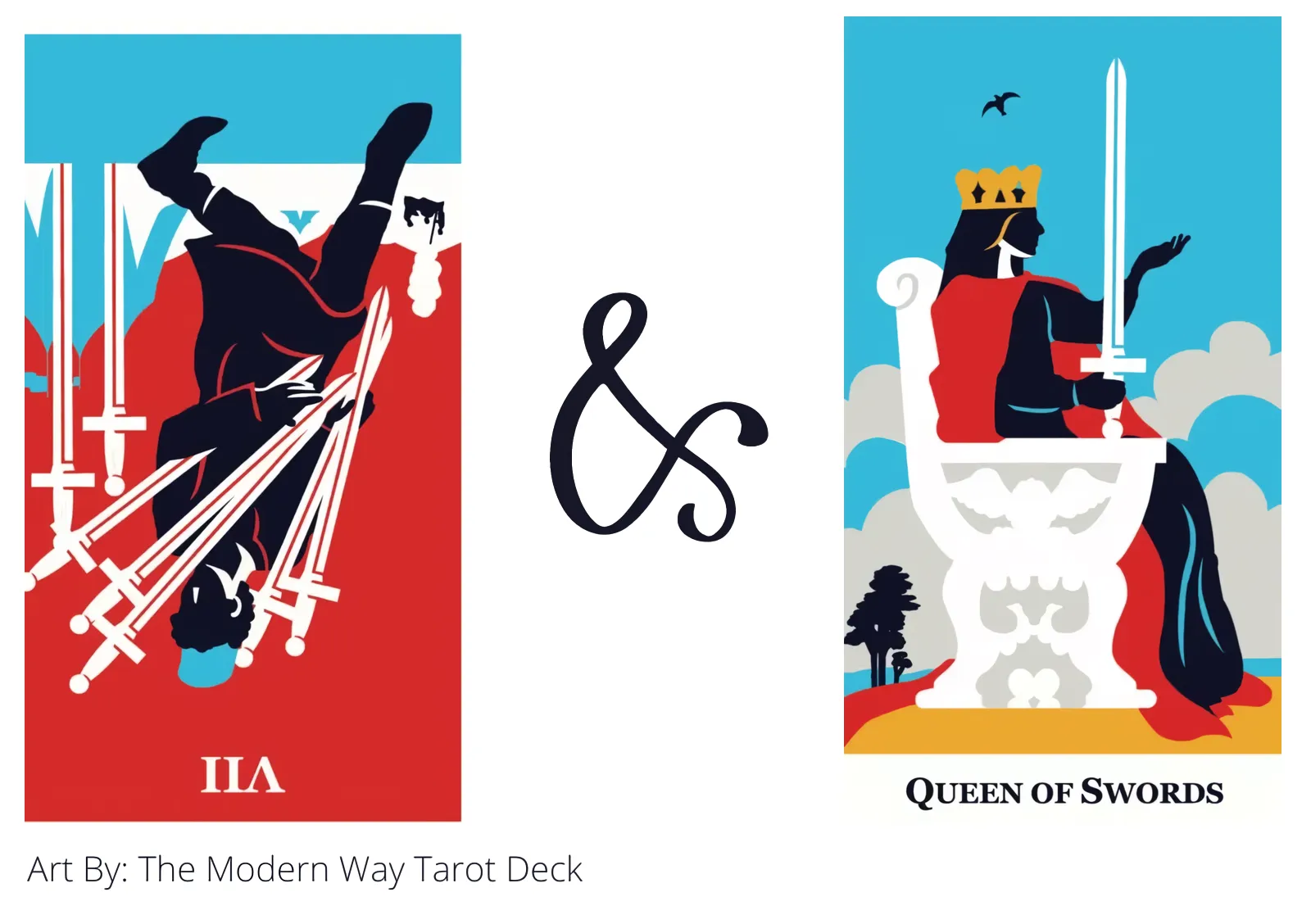 seven of swords reversed and queen of swords tarot cards together