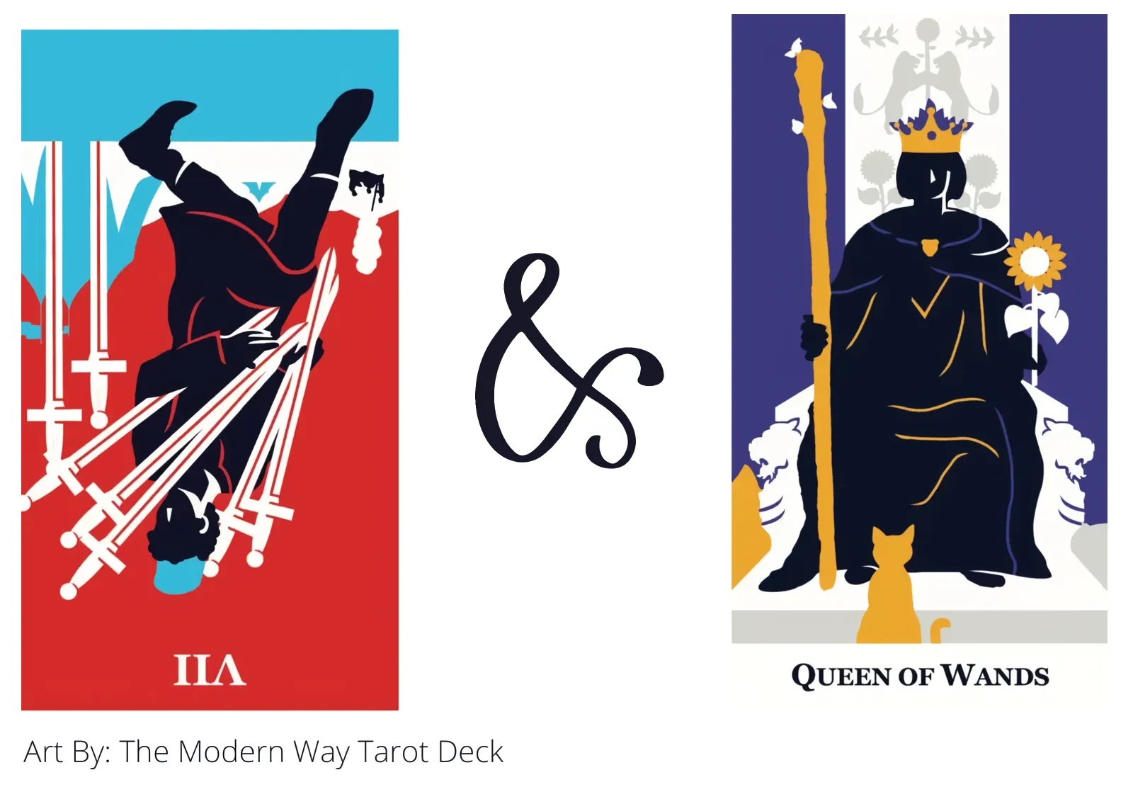 seven of swords reversed and queen of wands tarot cards together