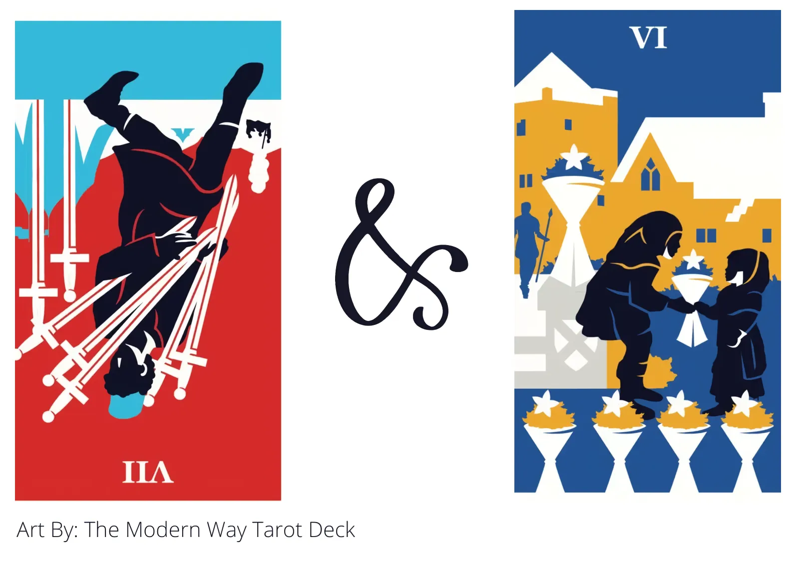 seven of swords reversed and six of cups tarot cards together