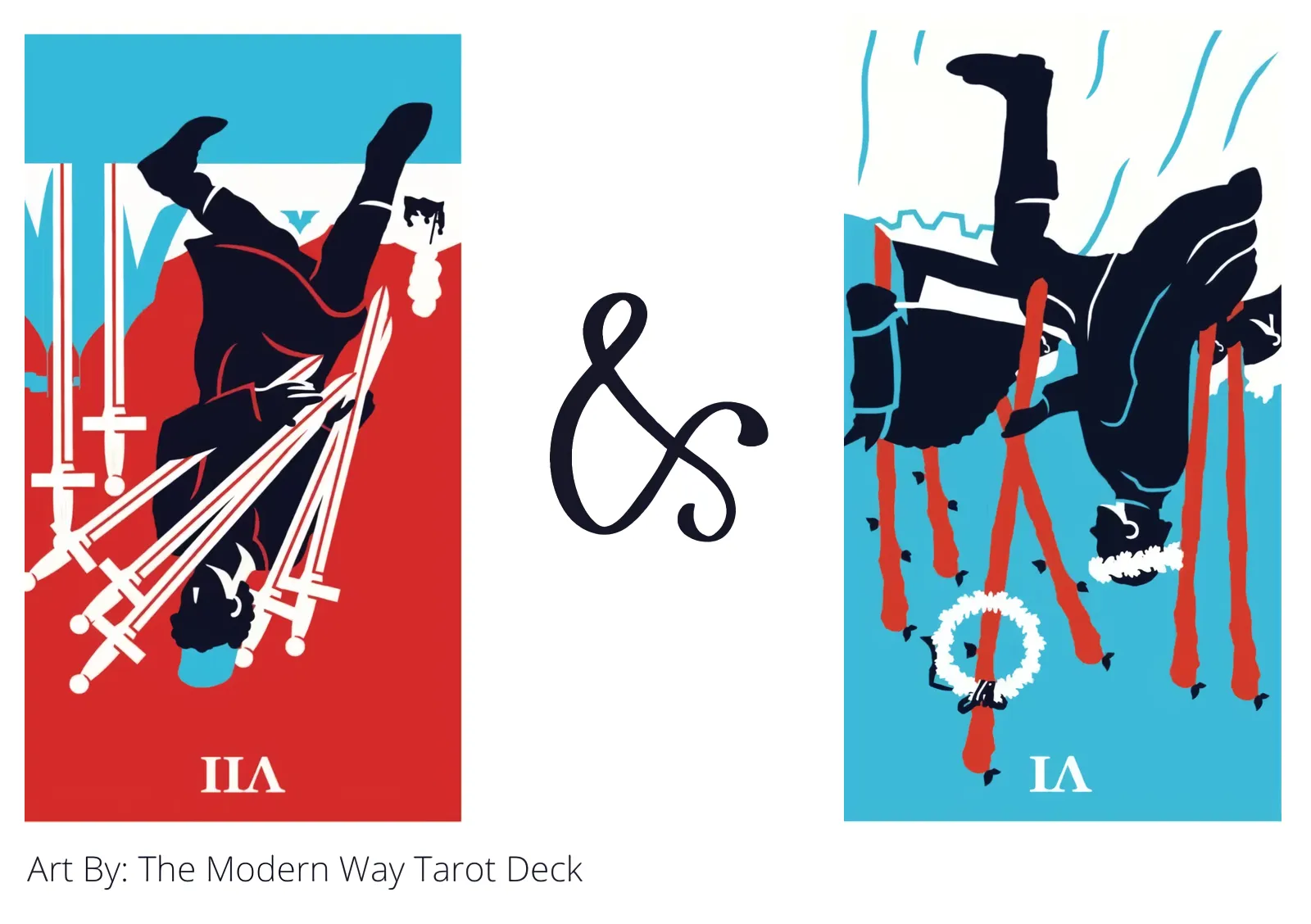 seven of swords reversed and six of wands reversed tarot cards together