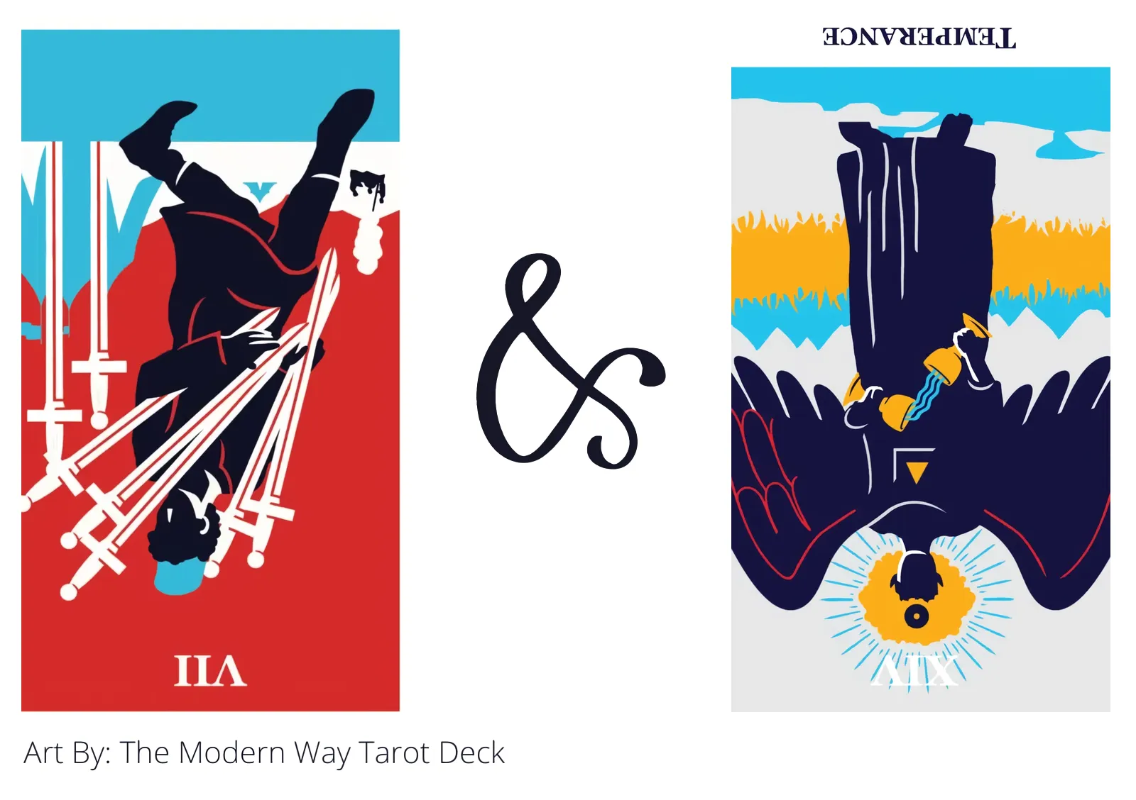 seven of swords reversed and temperance reversed tarot cards together