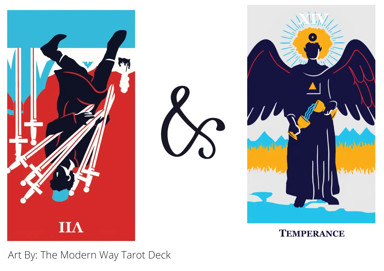seven of swords reversed and temperance tarot cards together