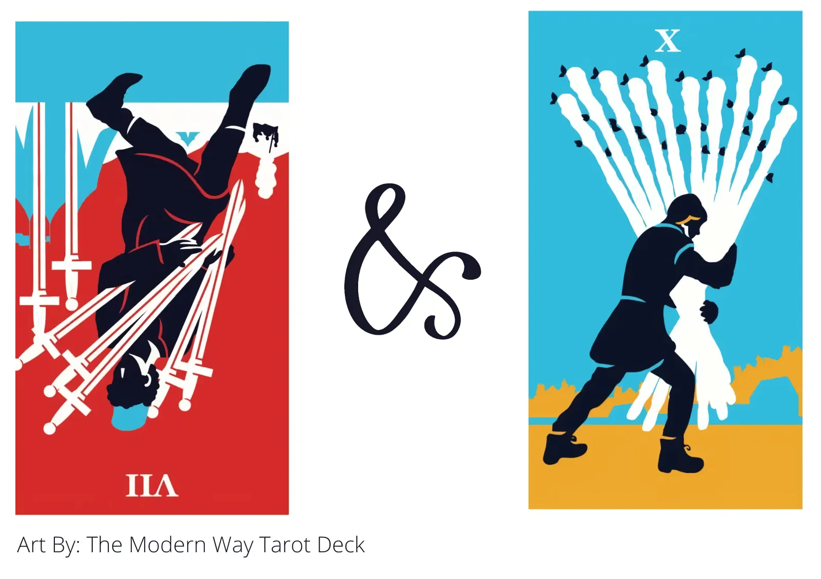 seven of swords reversed and ten of wands tarot cards together