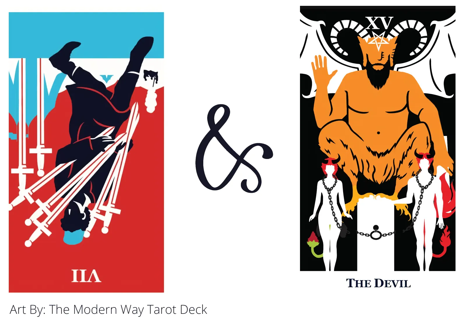 seven of swords reversed and the devil tarot cards together