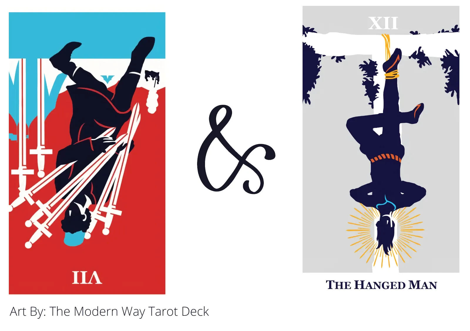 seven of swords reversed and the hanged man tarot cards together