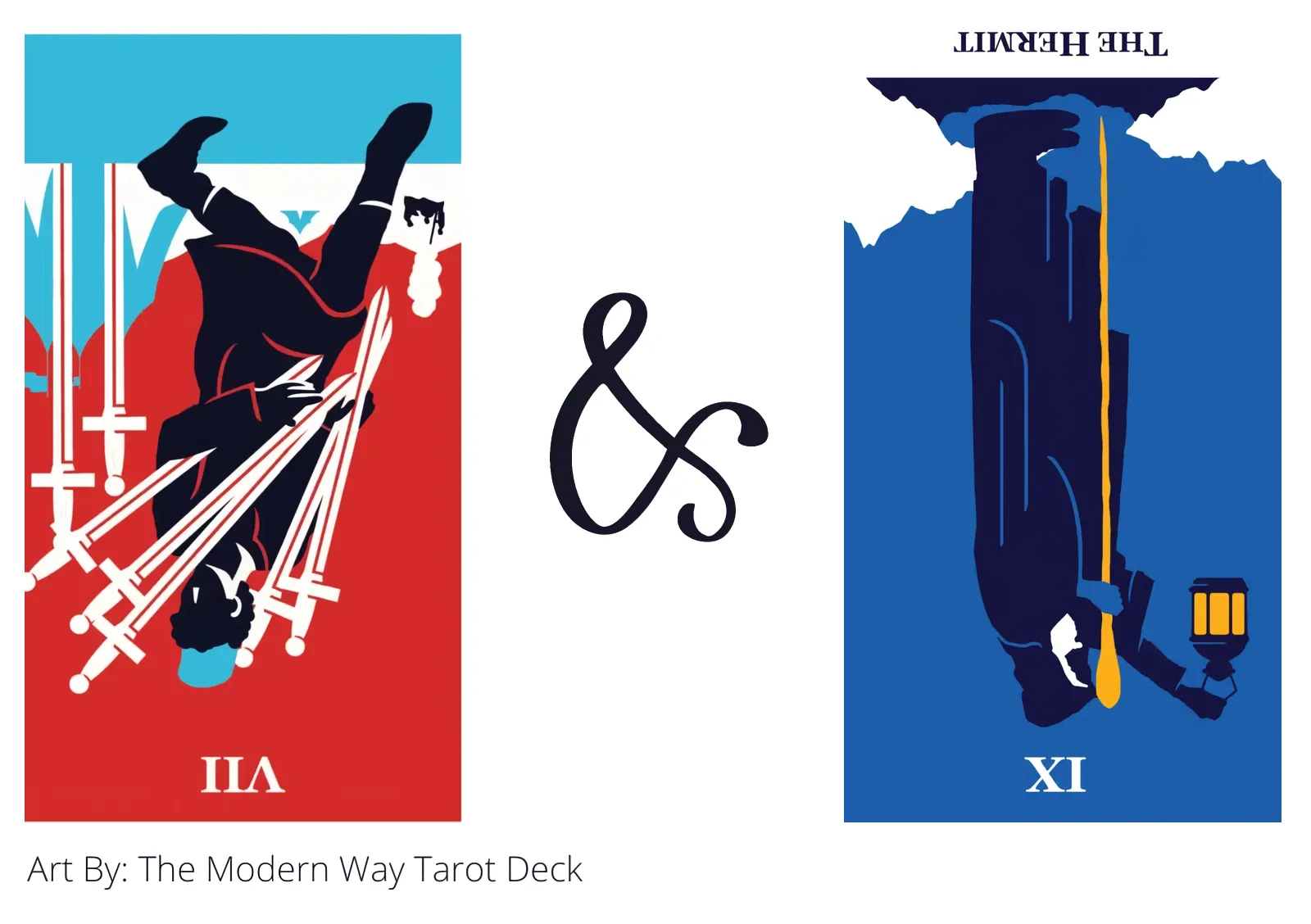 seven of swords reversed and the hermit reversed tarot cards together