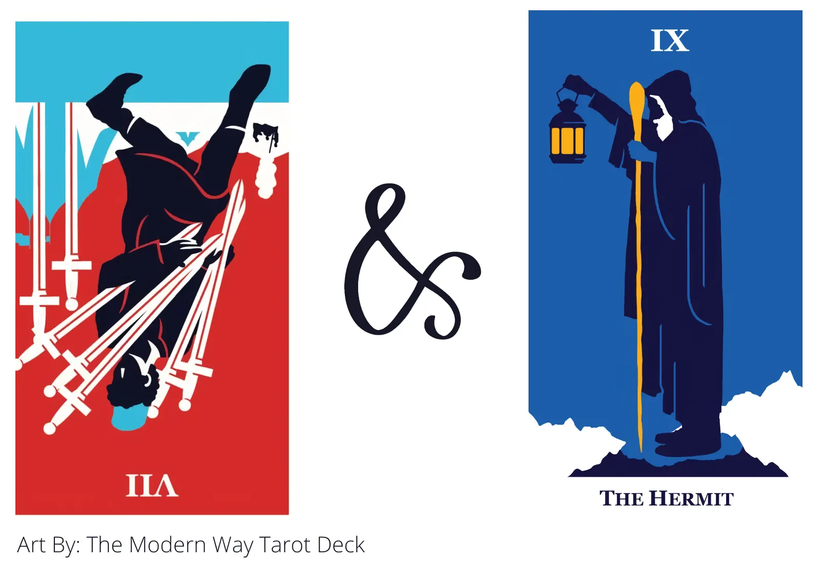 seven of swords reversed and the hermit tarot cards together