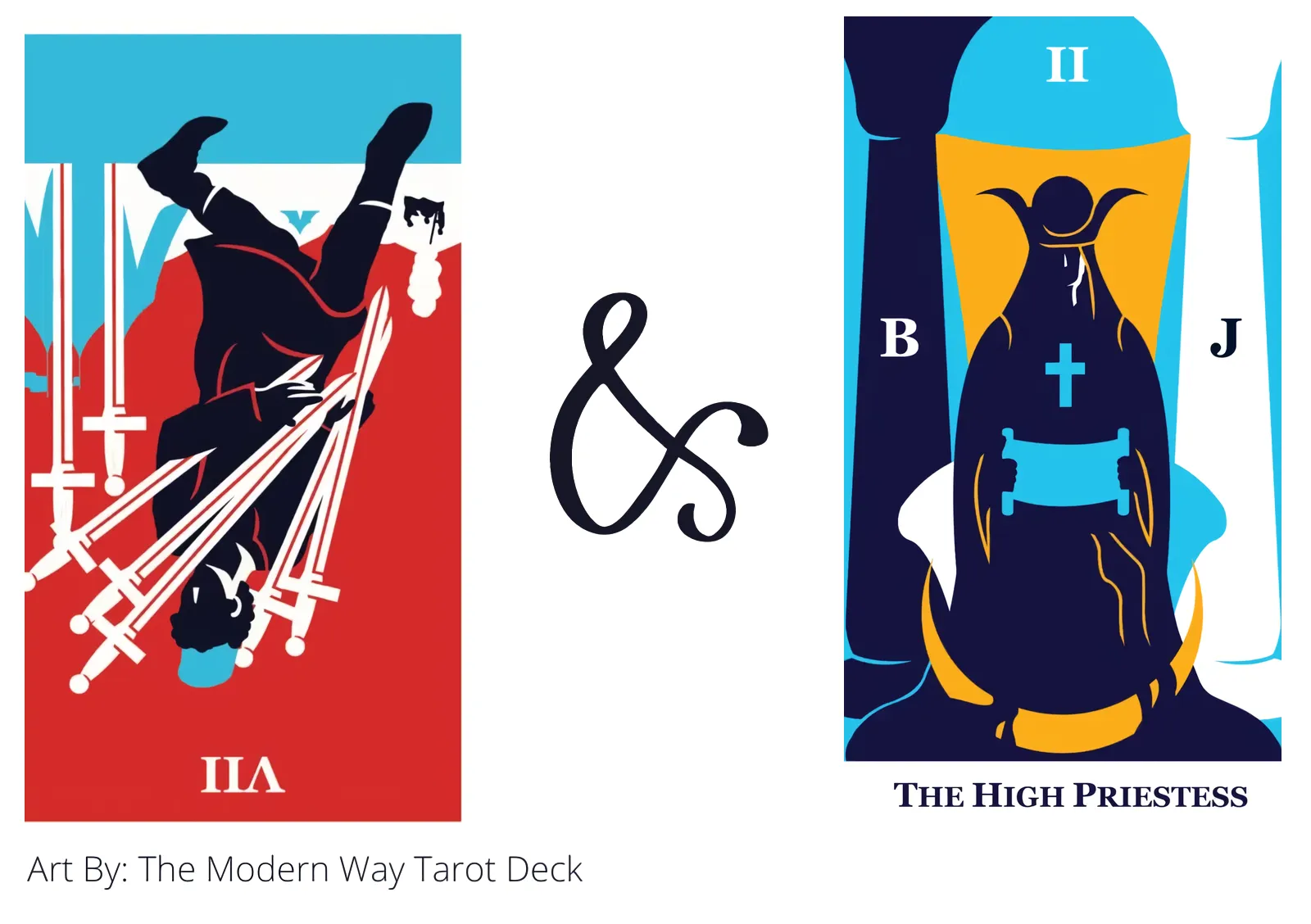 seven of swords reversed and the high priestess tarot cards together