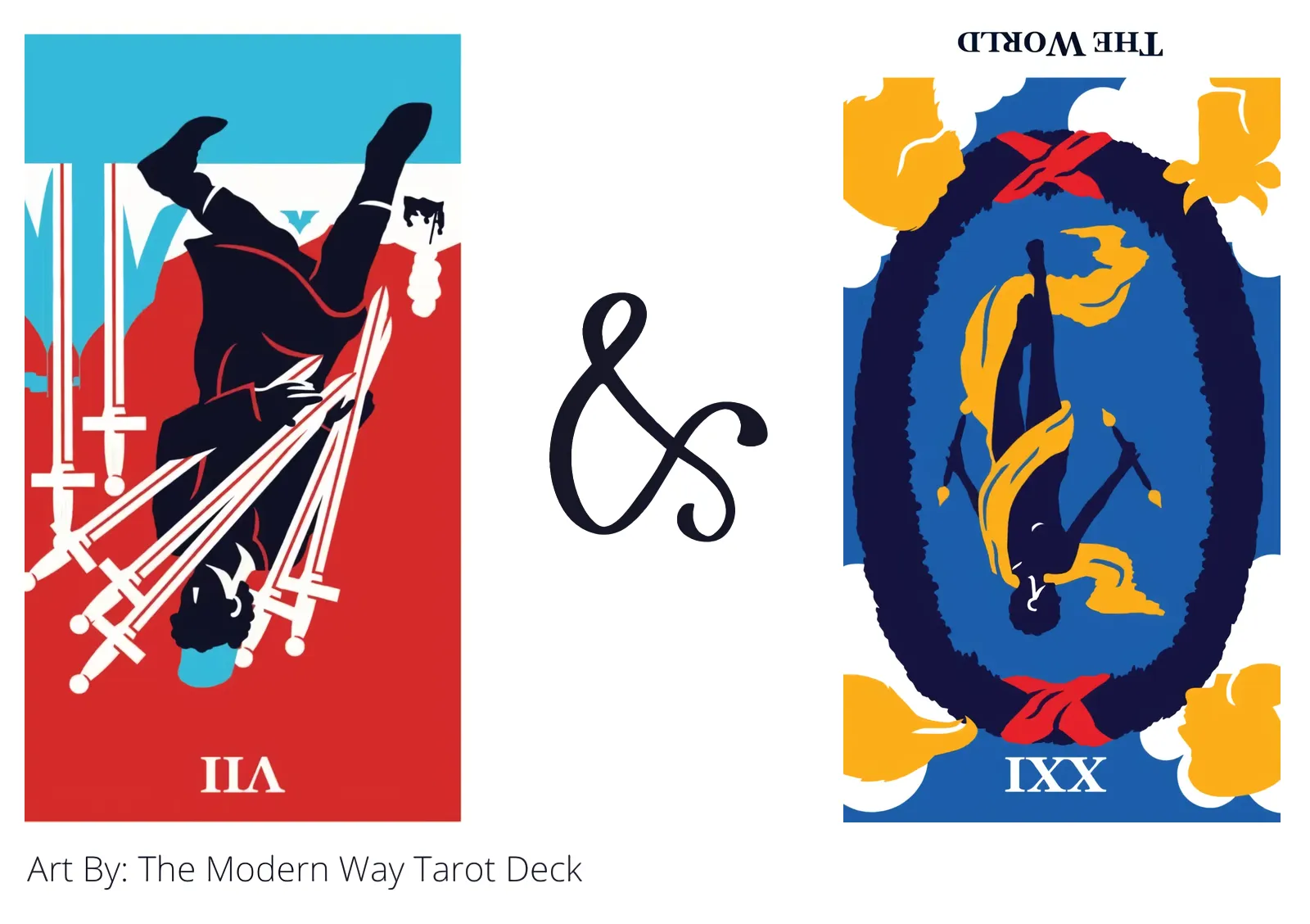 seven of swords reversed and the world reversed tarot cards together