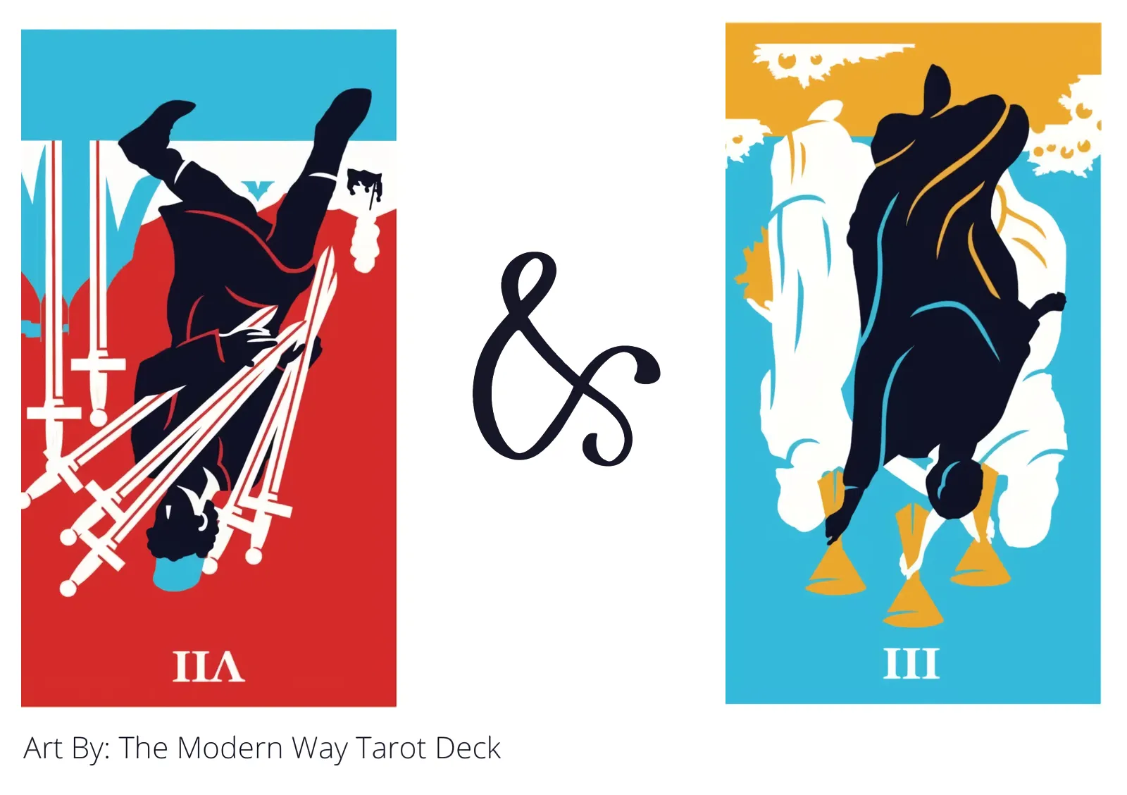 seven of swords reversed and three of cups reversed tarot cards together