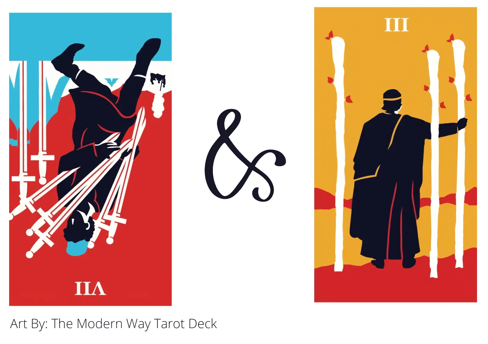 seven of swords reversed and three of wands tarot cards together