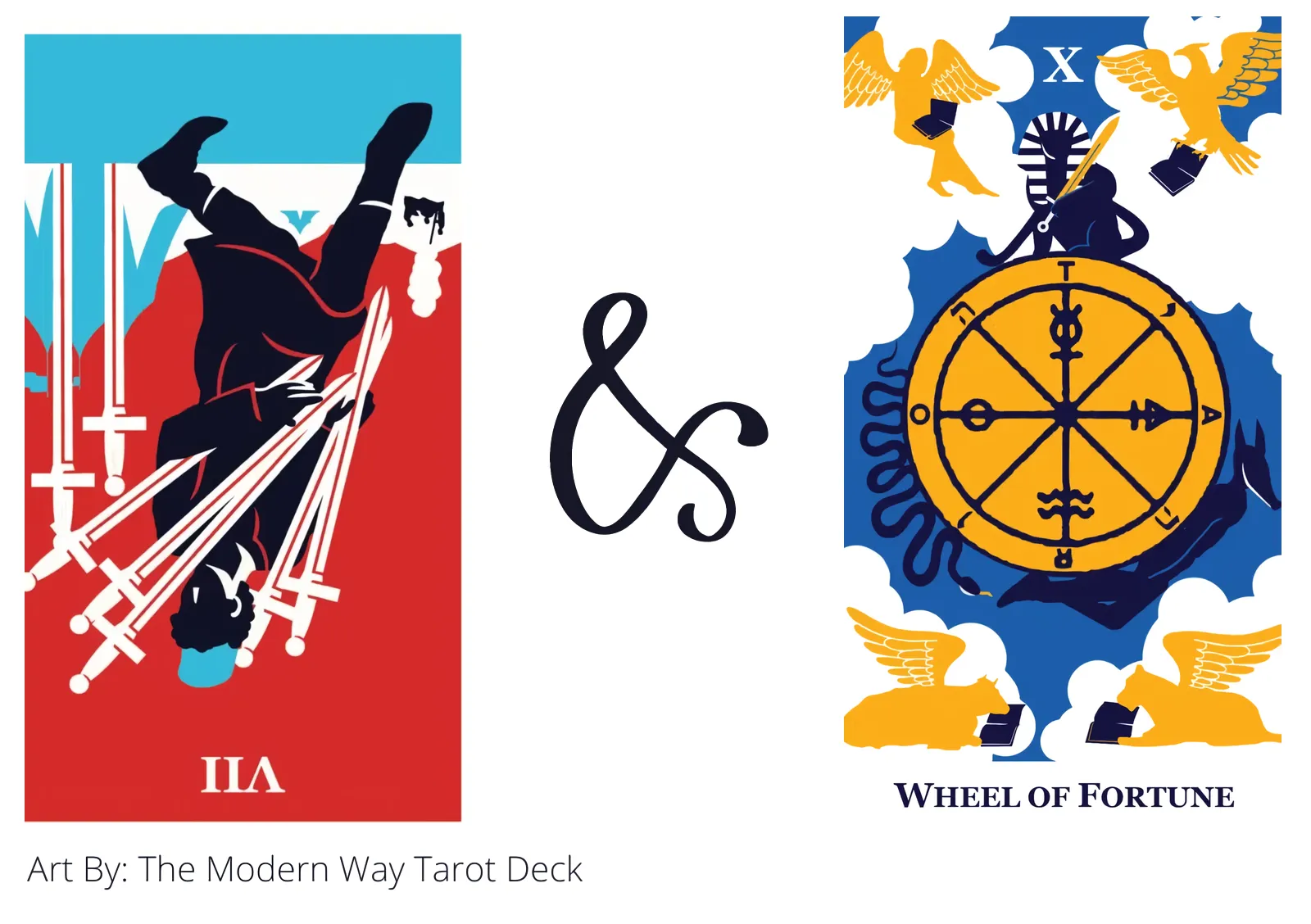 seven of swords reversed and wheel of fortune tarot cards together