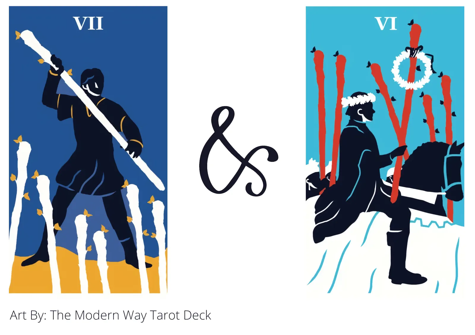 seven of wands and six of wands tarot cards together