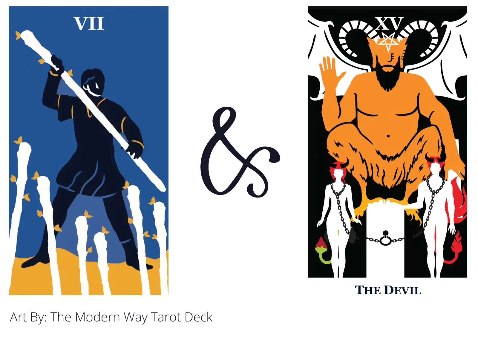 seven of wands and the devil tarot cards together