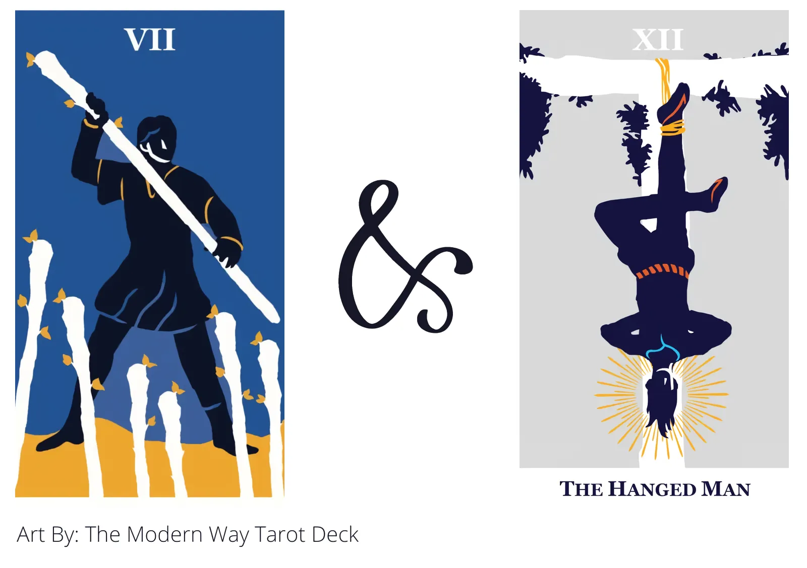 seven of wands and the hanged man tarot cards together