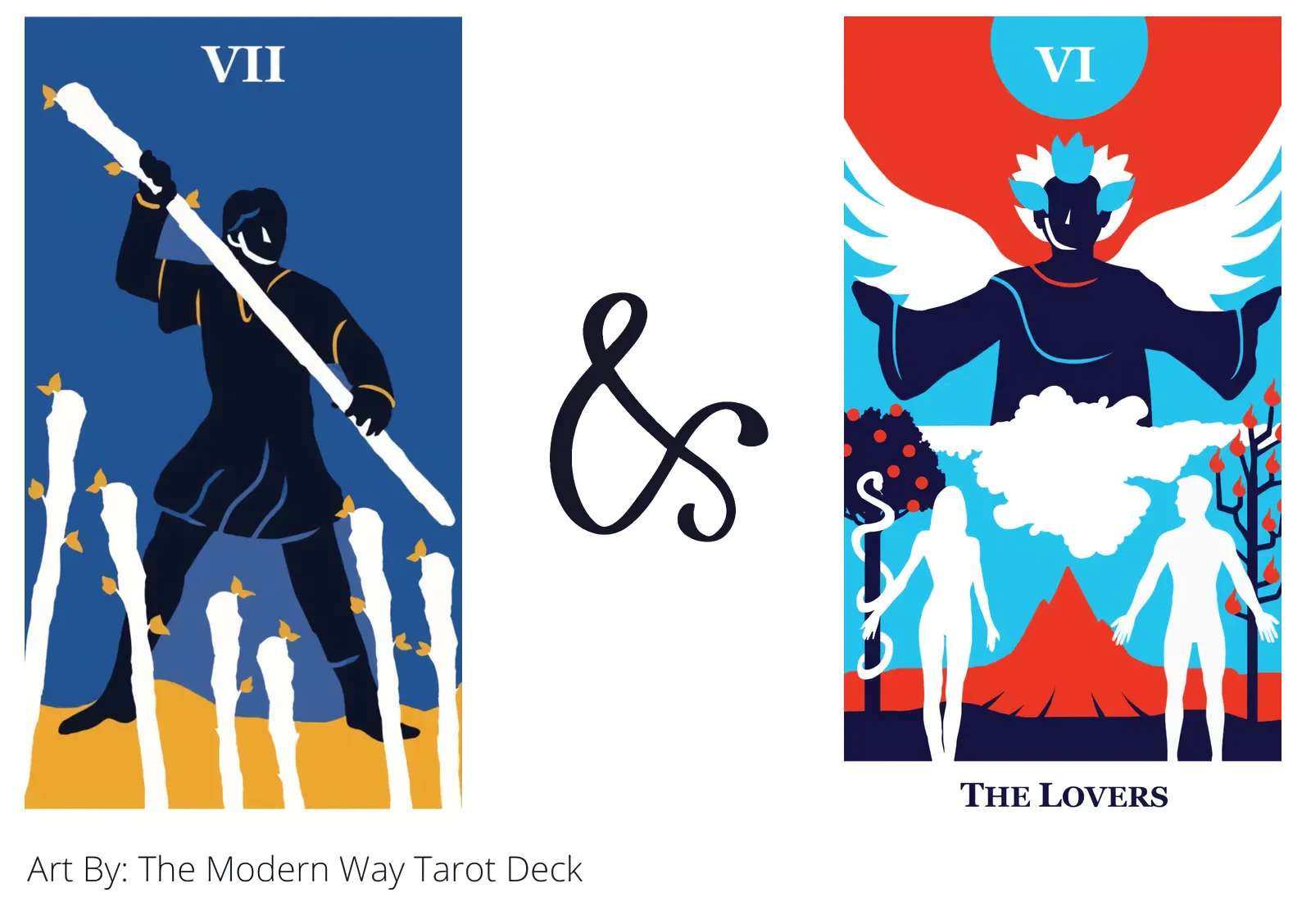 seven of wands and the lovers tarot cards together