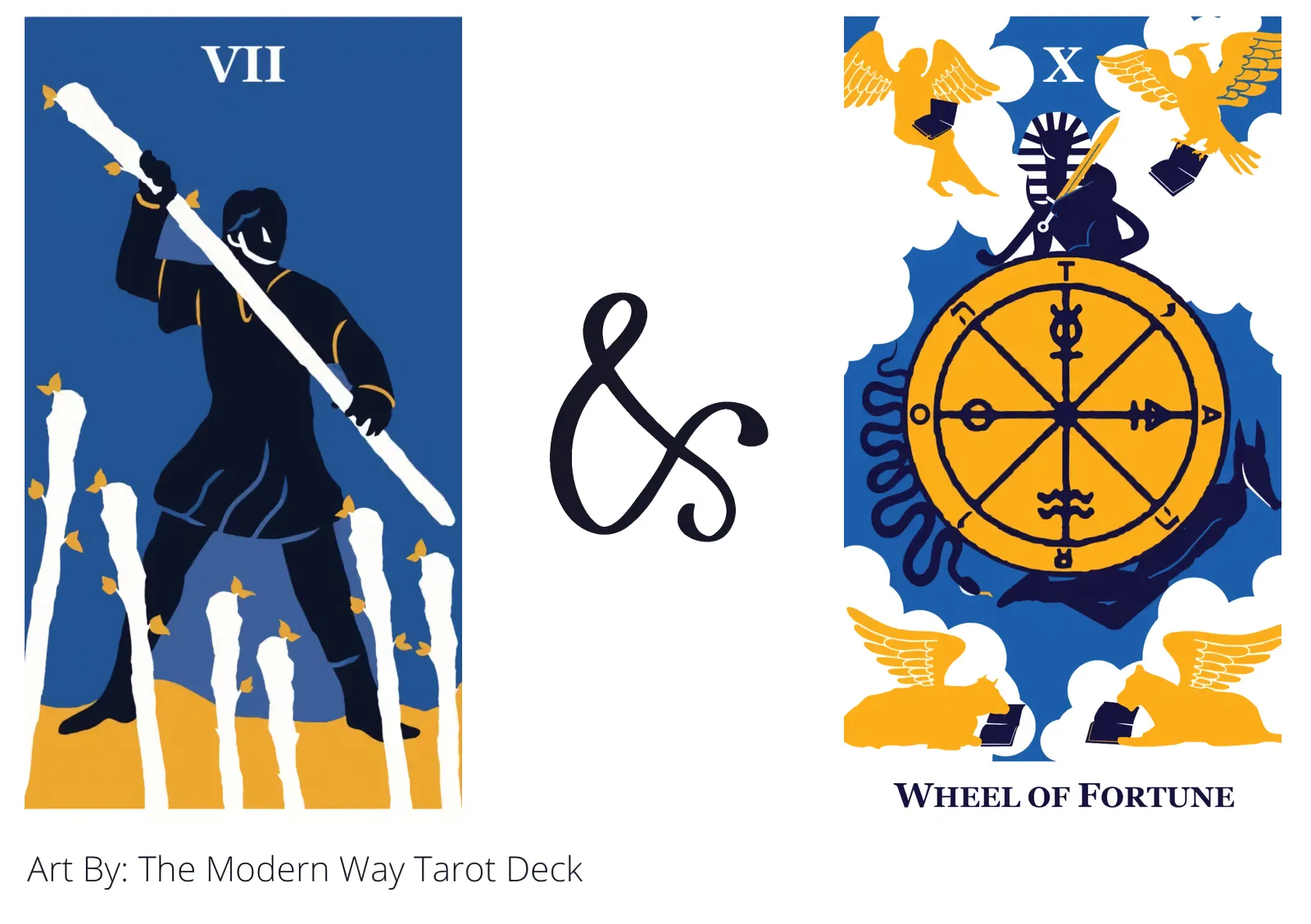 seven of wands and wheel of fortune tarot cards together