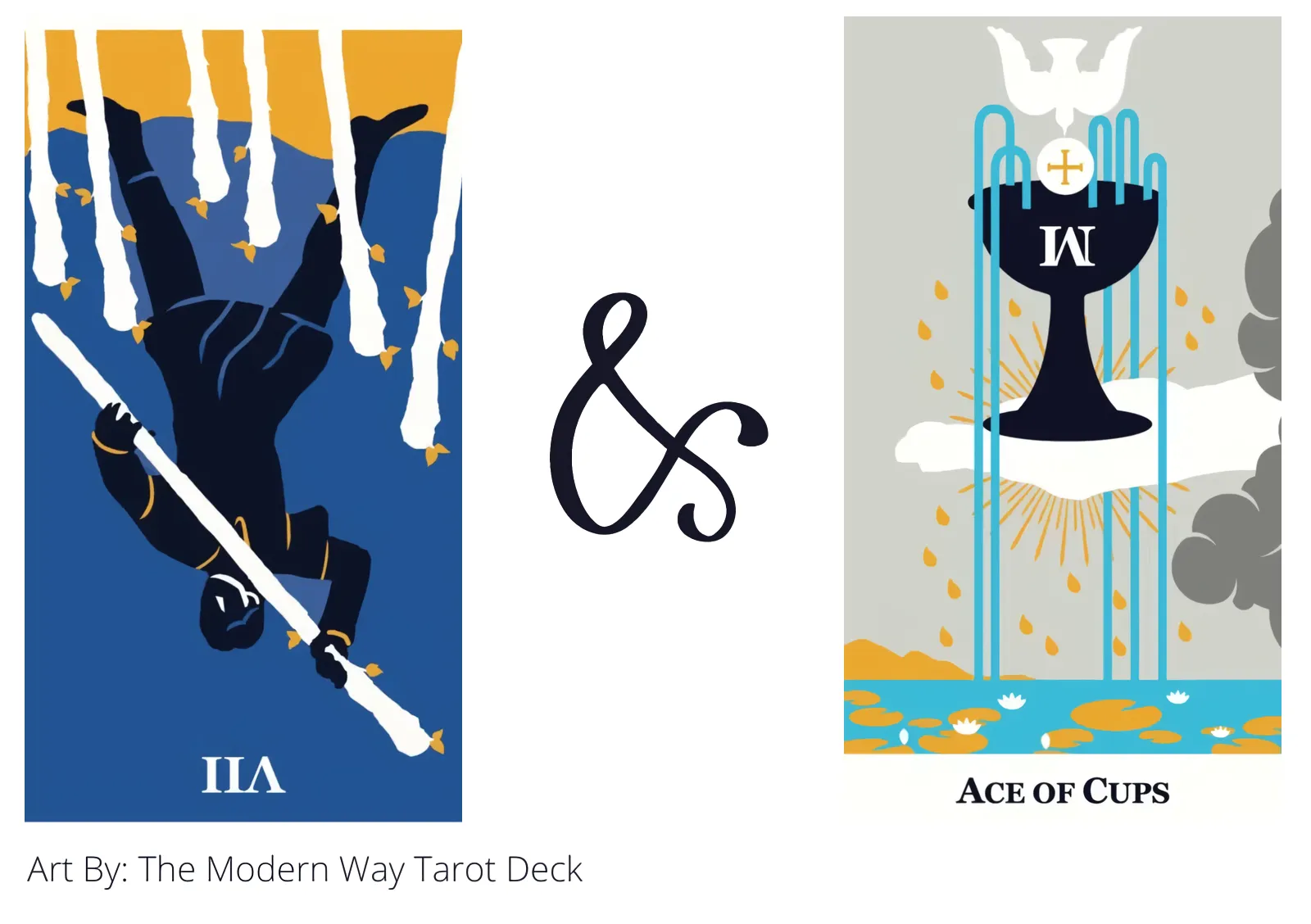 seven of wands reversed and ace of cups tarot cards together