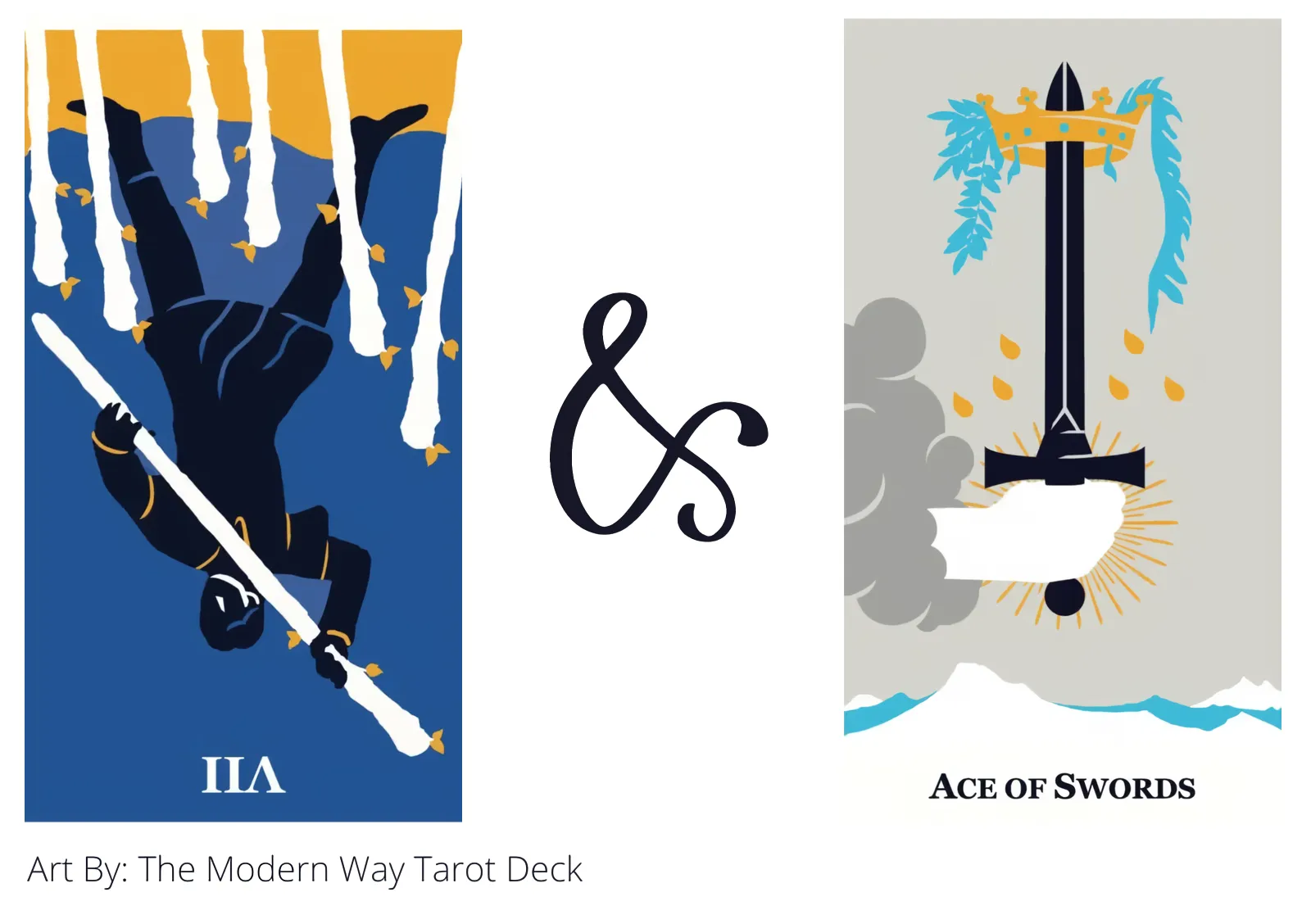 seven of wands reversed and ace of swords tarot cards together
