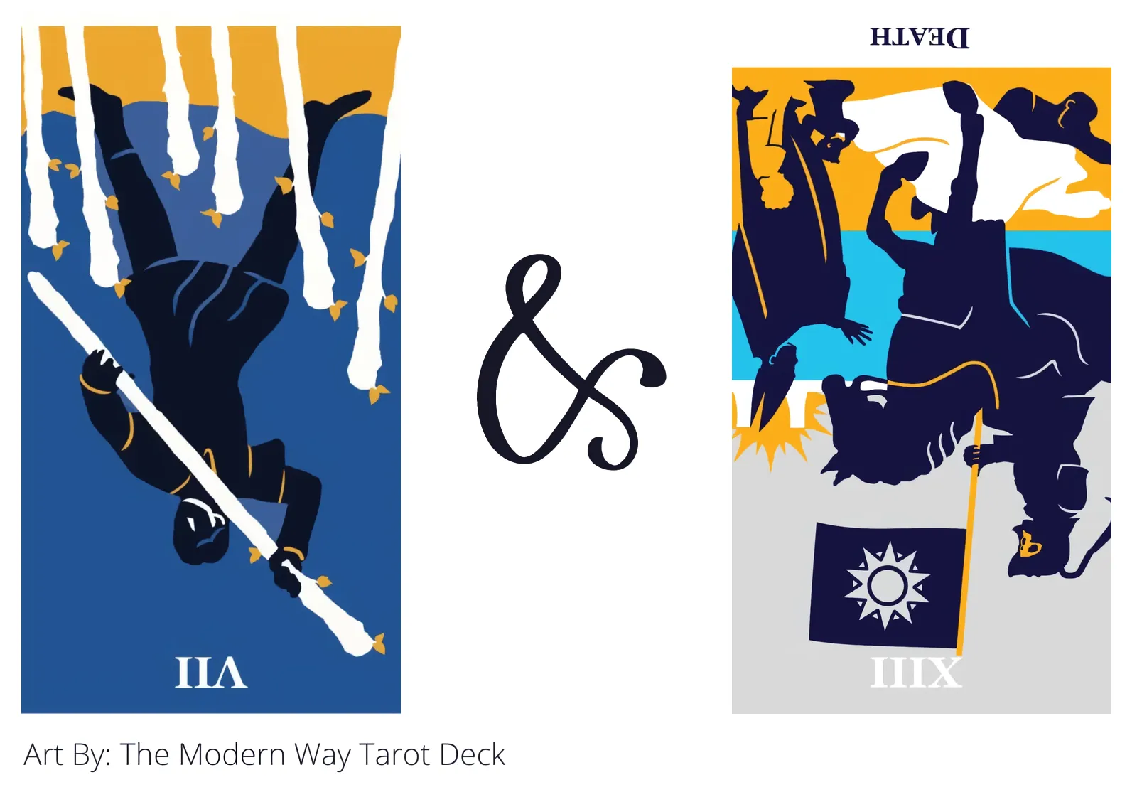 seven of wands reversed and death reversed tarot cards together