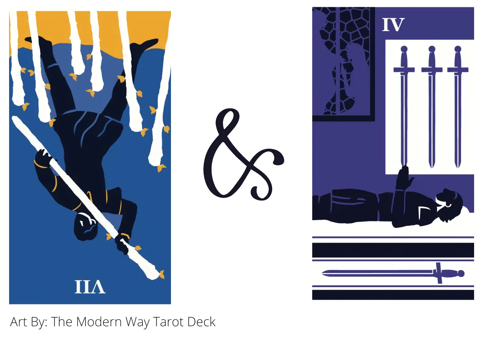 seven of wands reversed and four of swords tarot cards together