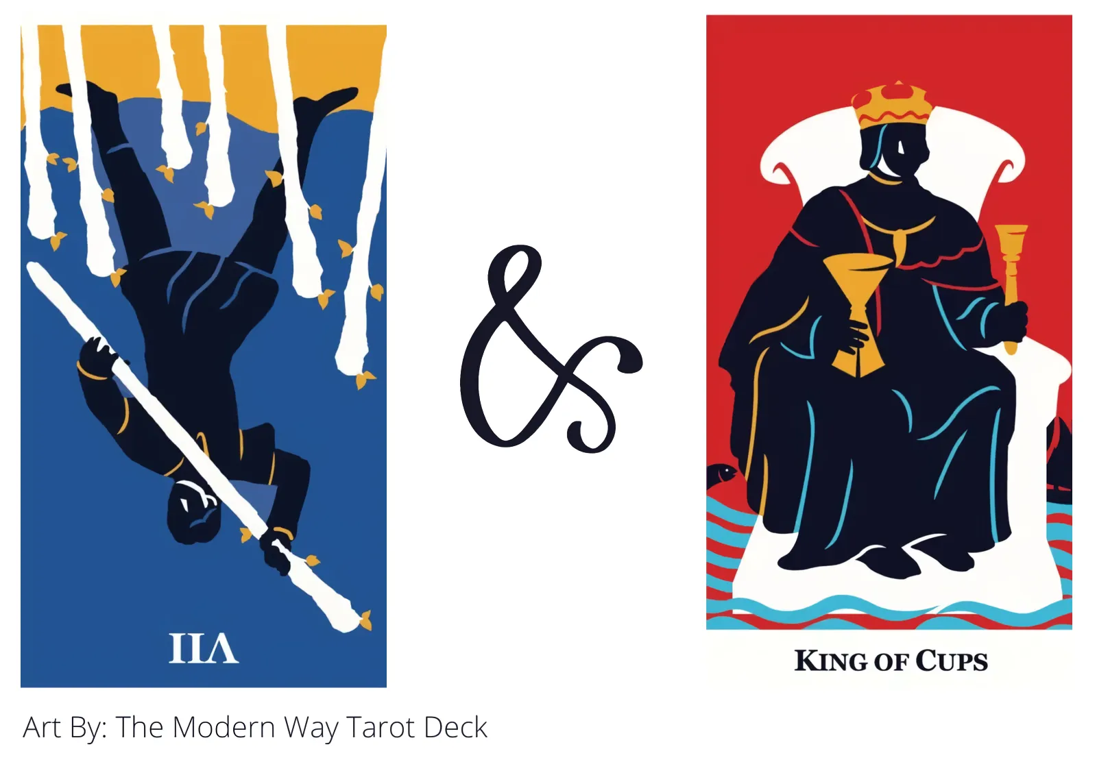 seven of wands reversed and king of cups tarot cards together