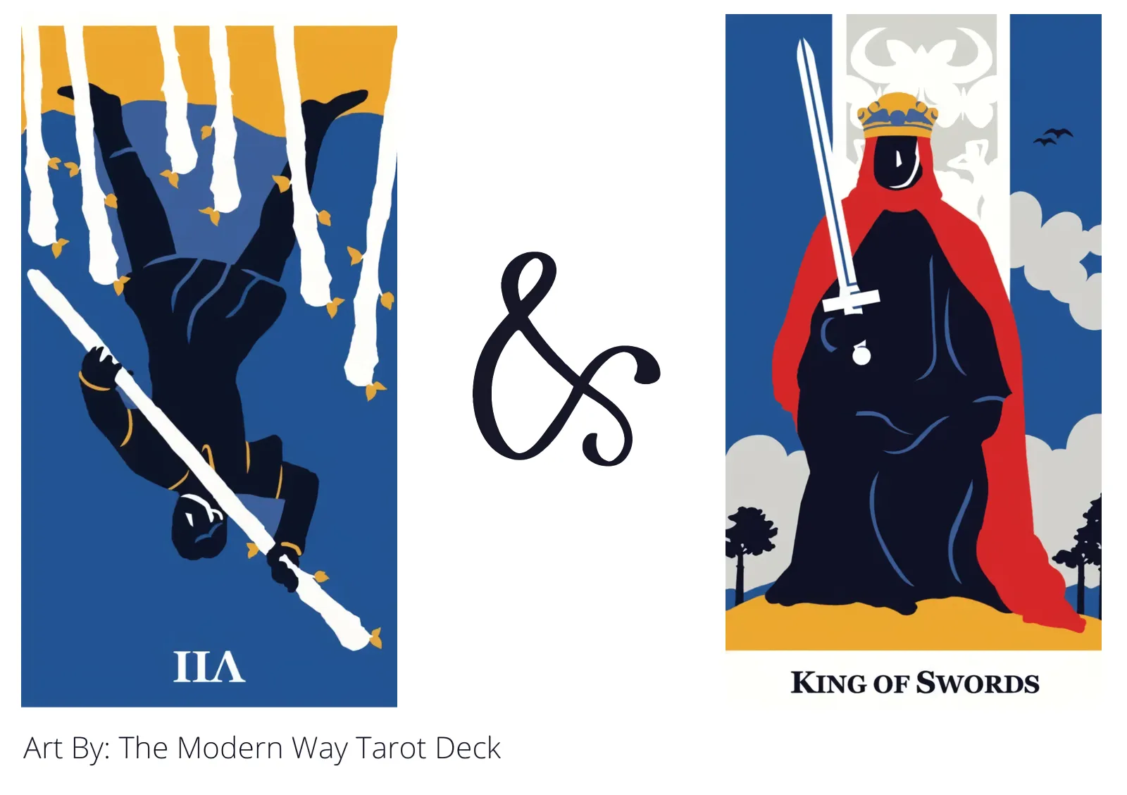 seven of wands reversed and king of swords tarot cards together