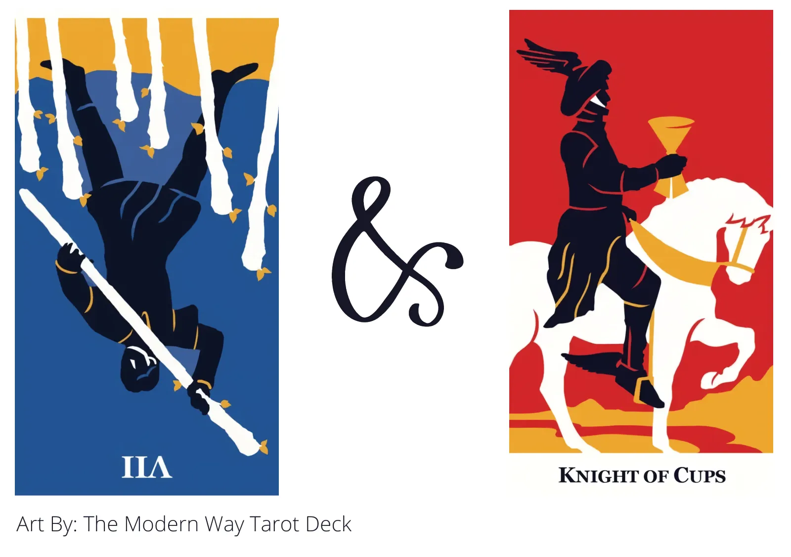 seven of wands reversed and knight of cups tarot cards together