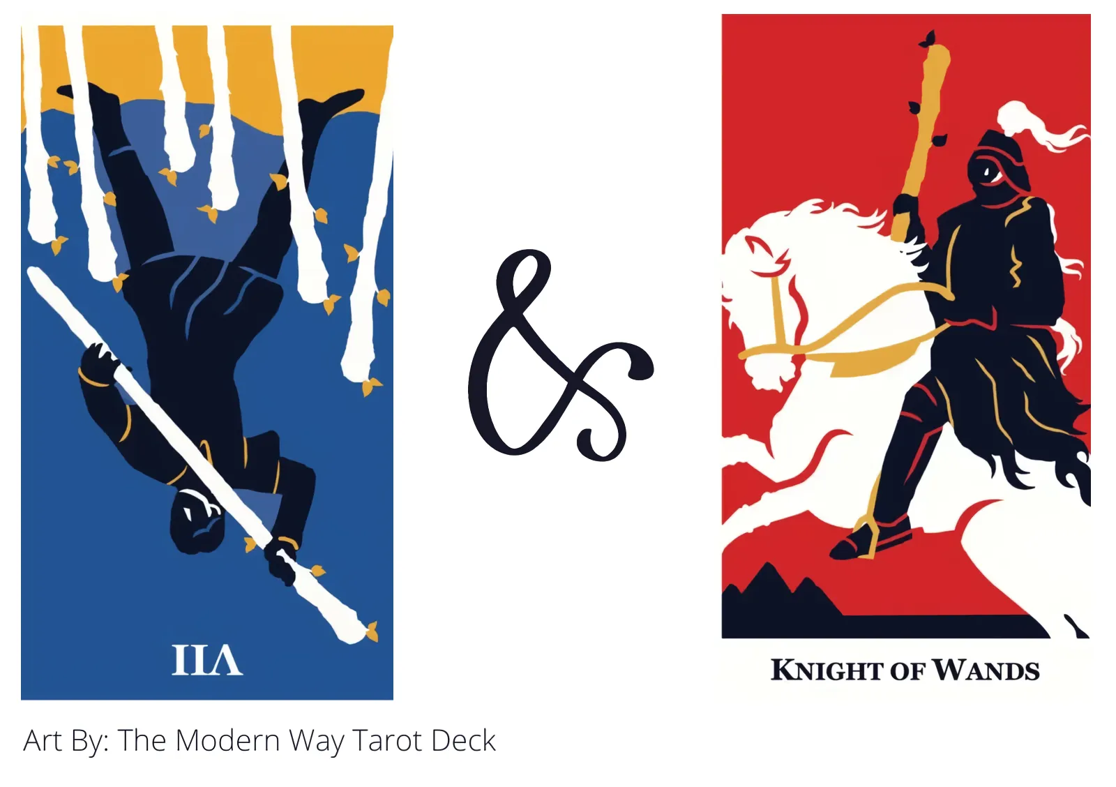 seven of wands reversed and knight of wands tarot cards together