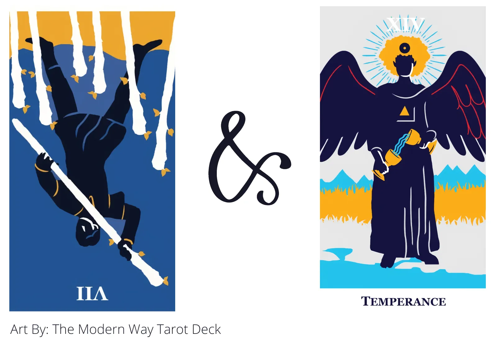 seven of wands reversed and temperance tarot cards together