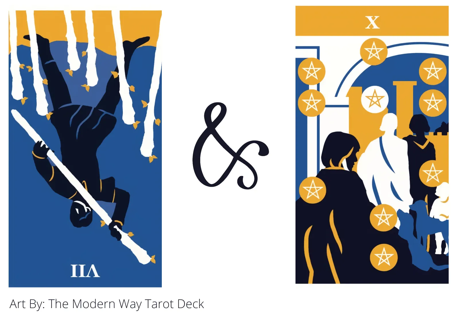 seven of wands reversed and ten of pentacles tarot cards together