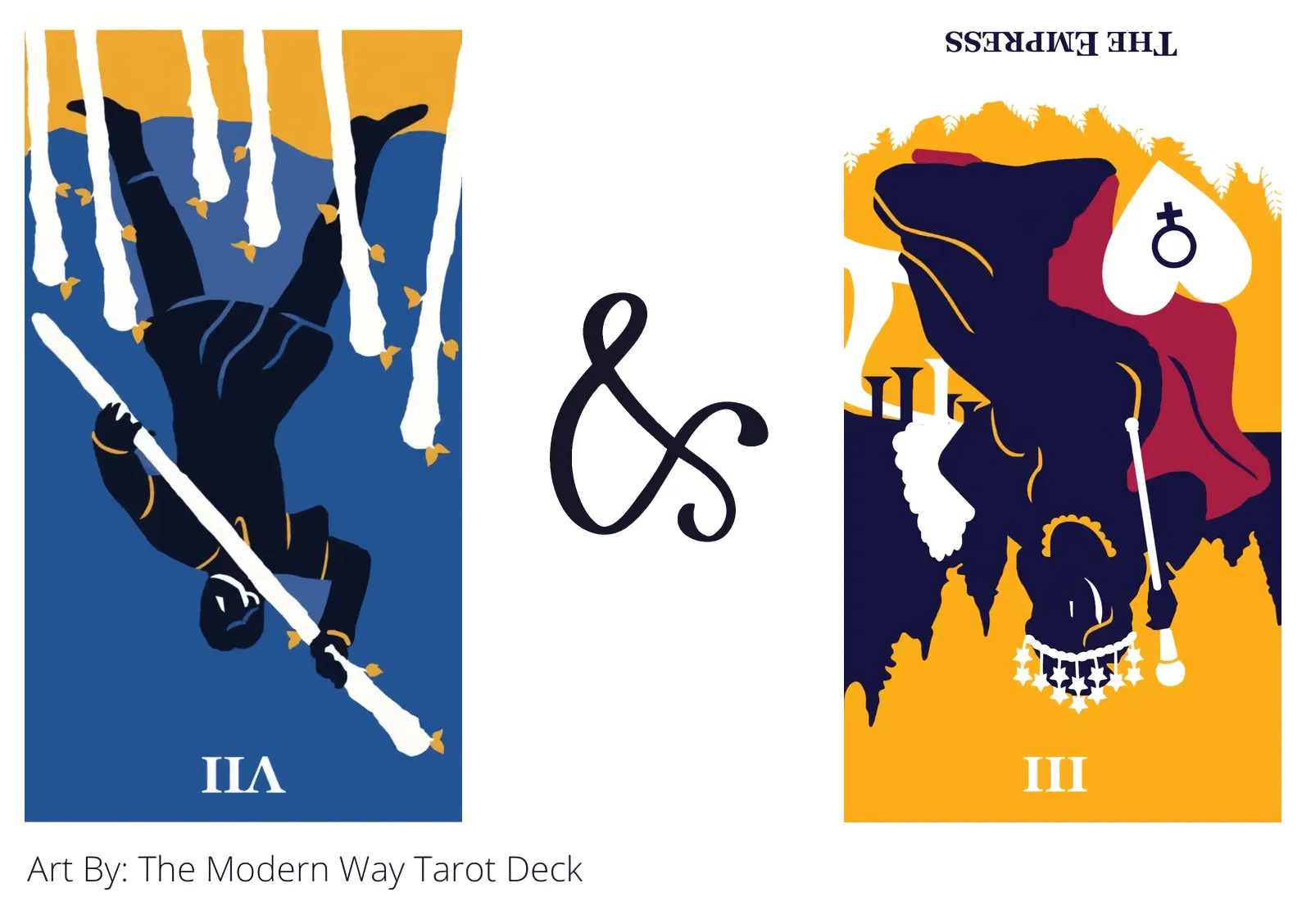 seven of wands reversed and the empress reversed tarot cards together
