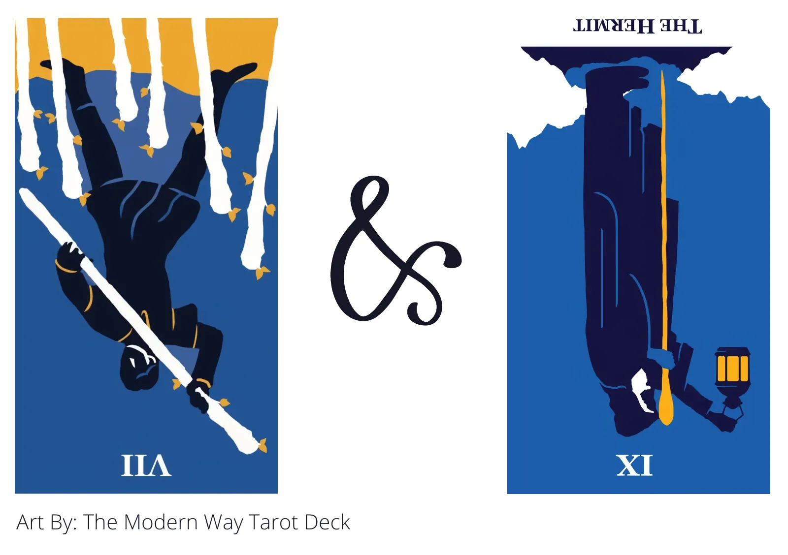 seven of wands reversed and the hermit reversed tarot cards together