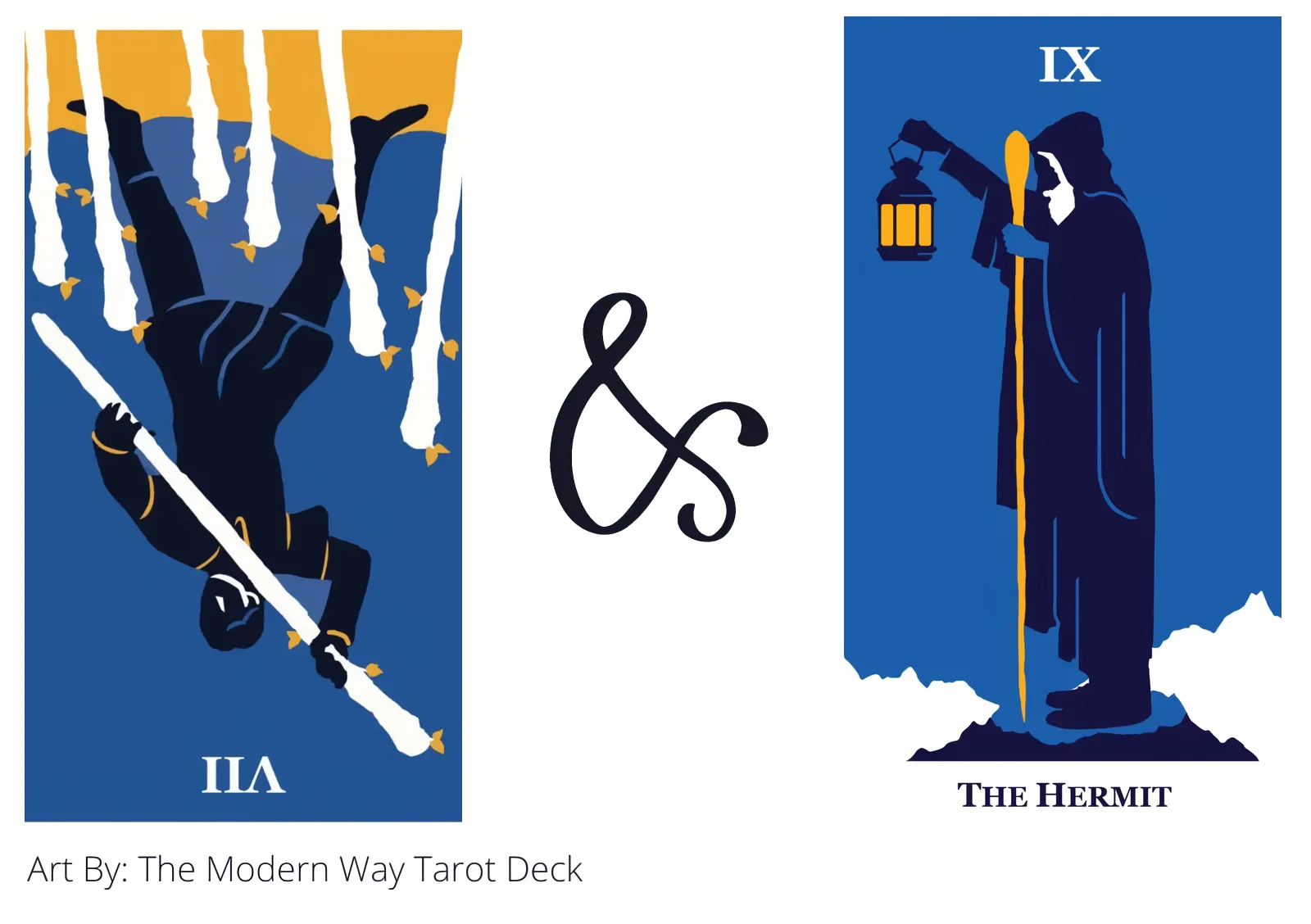 seven of wands reversed and the hermit tarot cards together