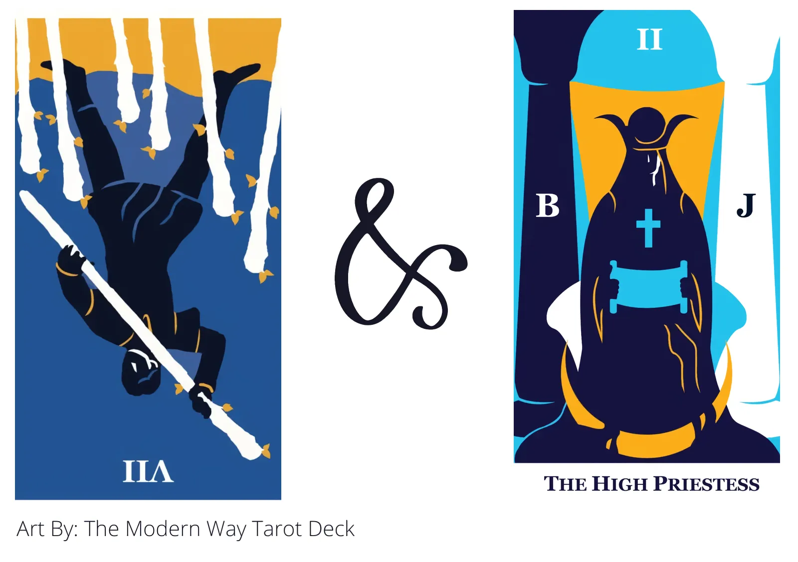 seven of wands reversed and the high priestess tarot cards together