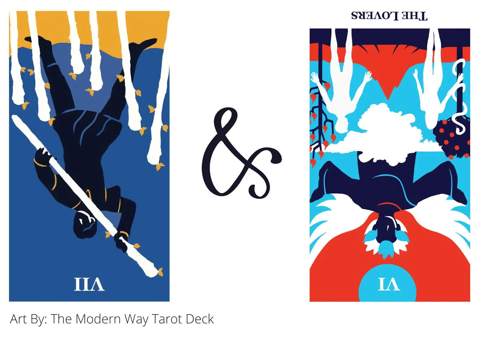 seven of wands reversed and the lovers reversed tarot cards together