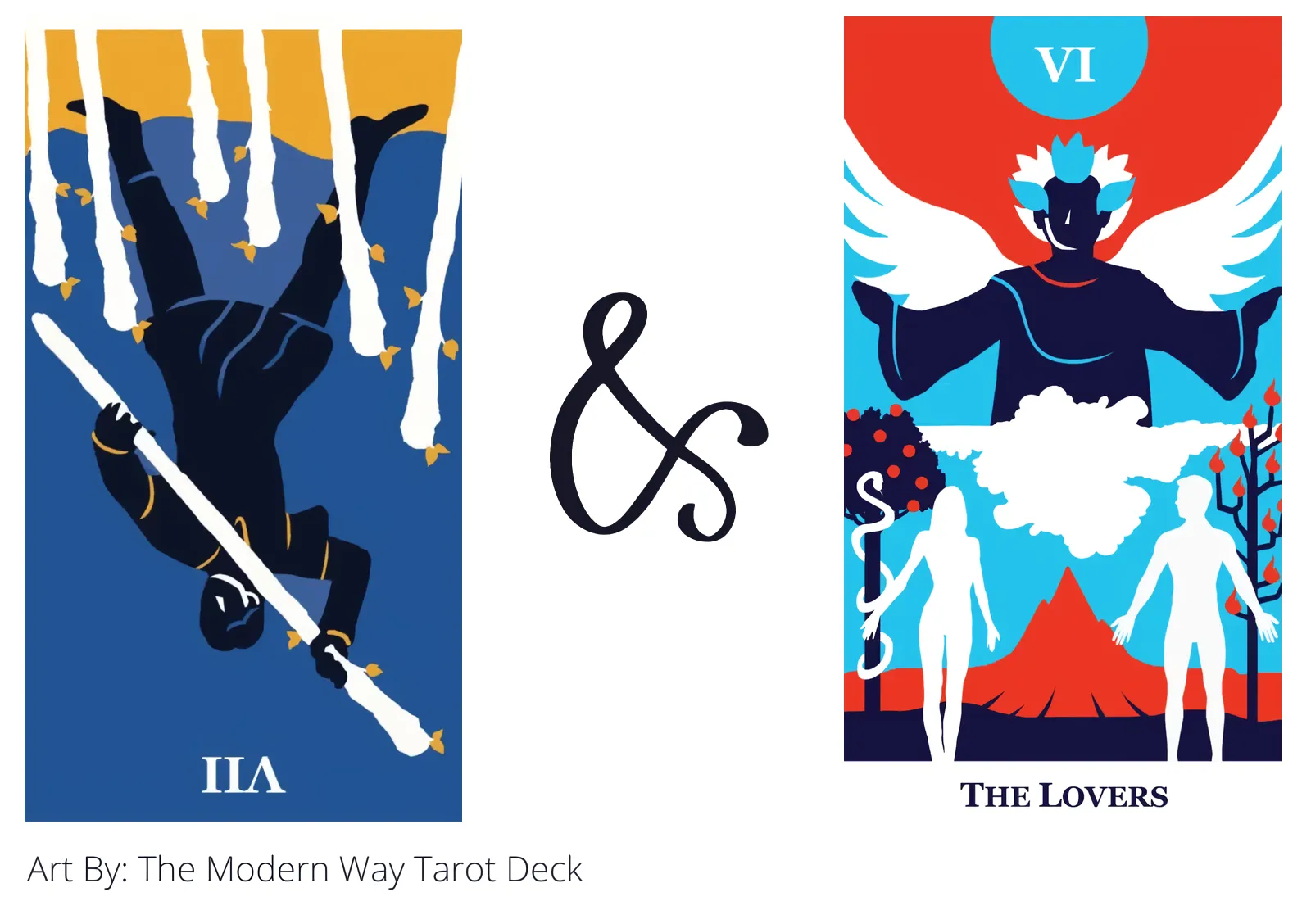 seven of wands reversed and the lovers tarot cards together