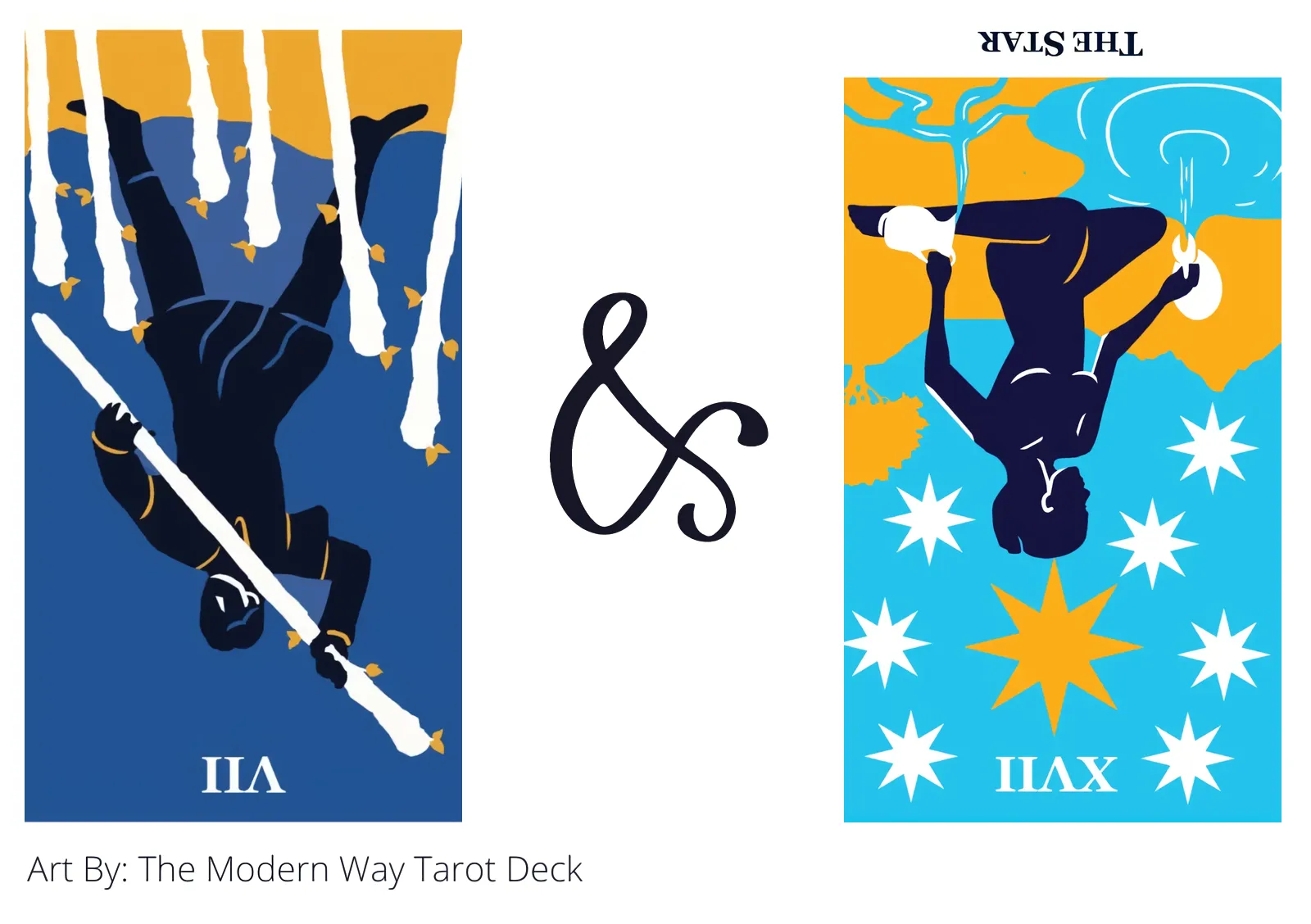 seven of wands reversed and the star reversed tarot cards together