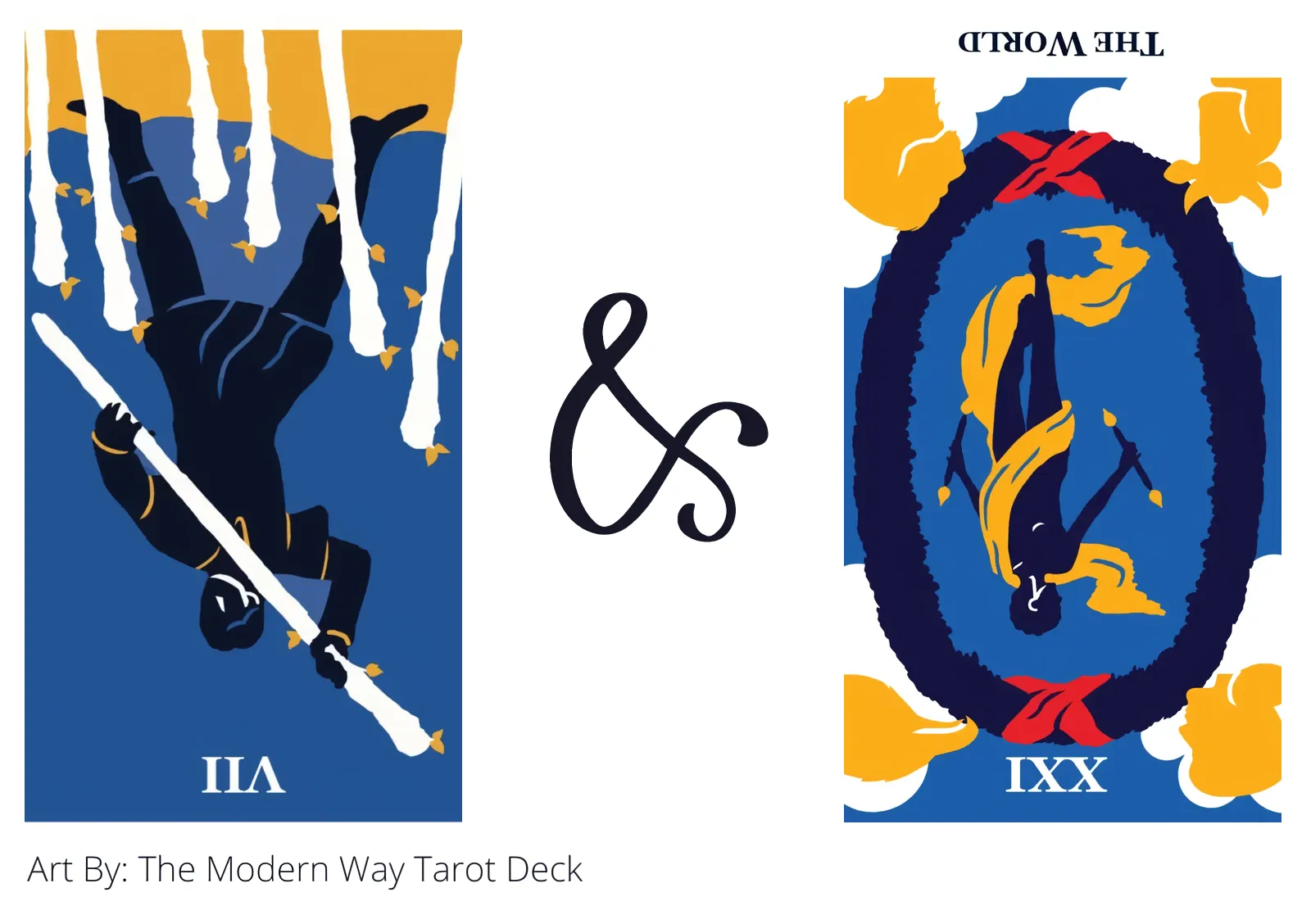 seven of wands reversed and the world reversed tarot cards together