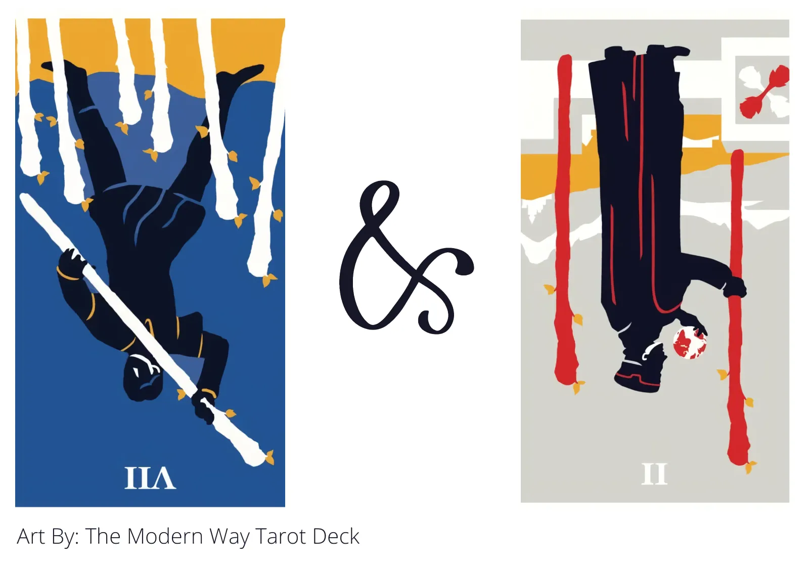 seven of wands reversed and two of wands reversed tarot cards together