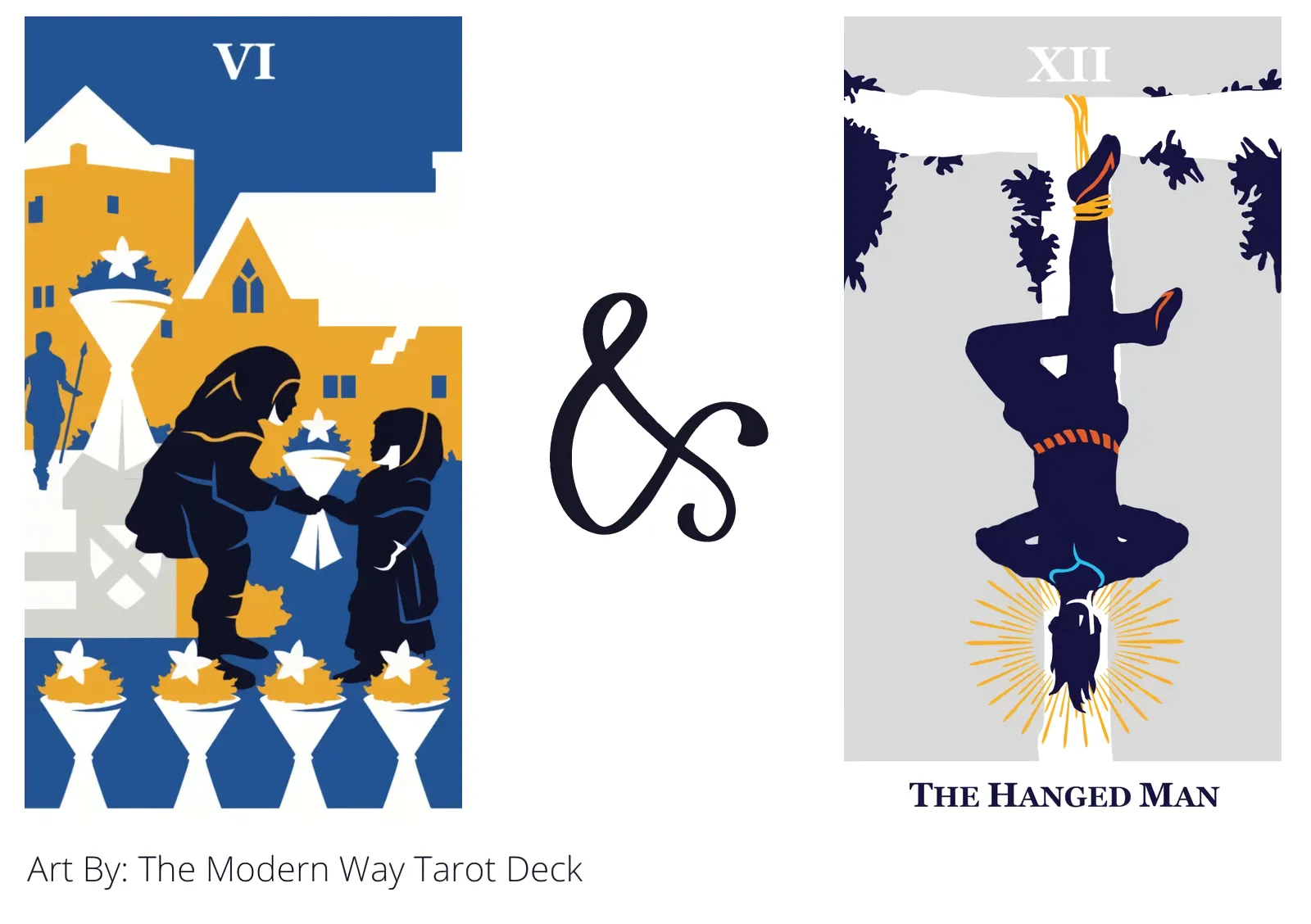 six of cups and the hanged man tarot cards together
