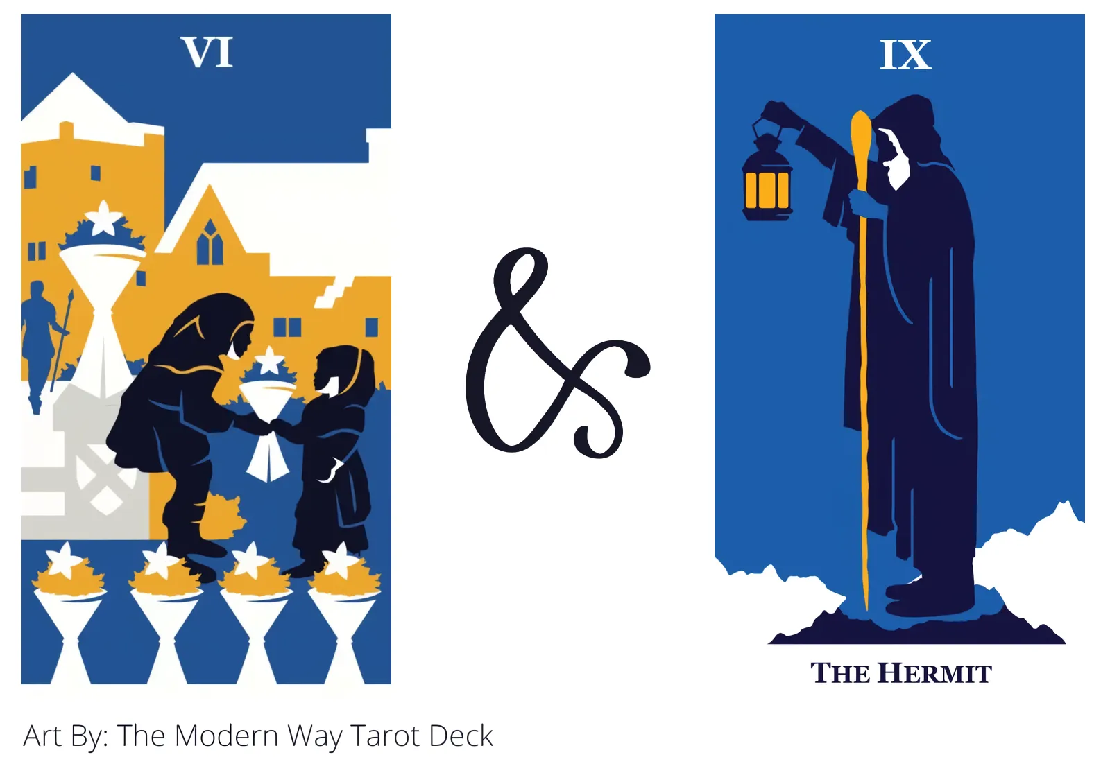 six of cups and the hermit tarot cards together