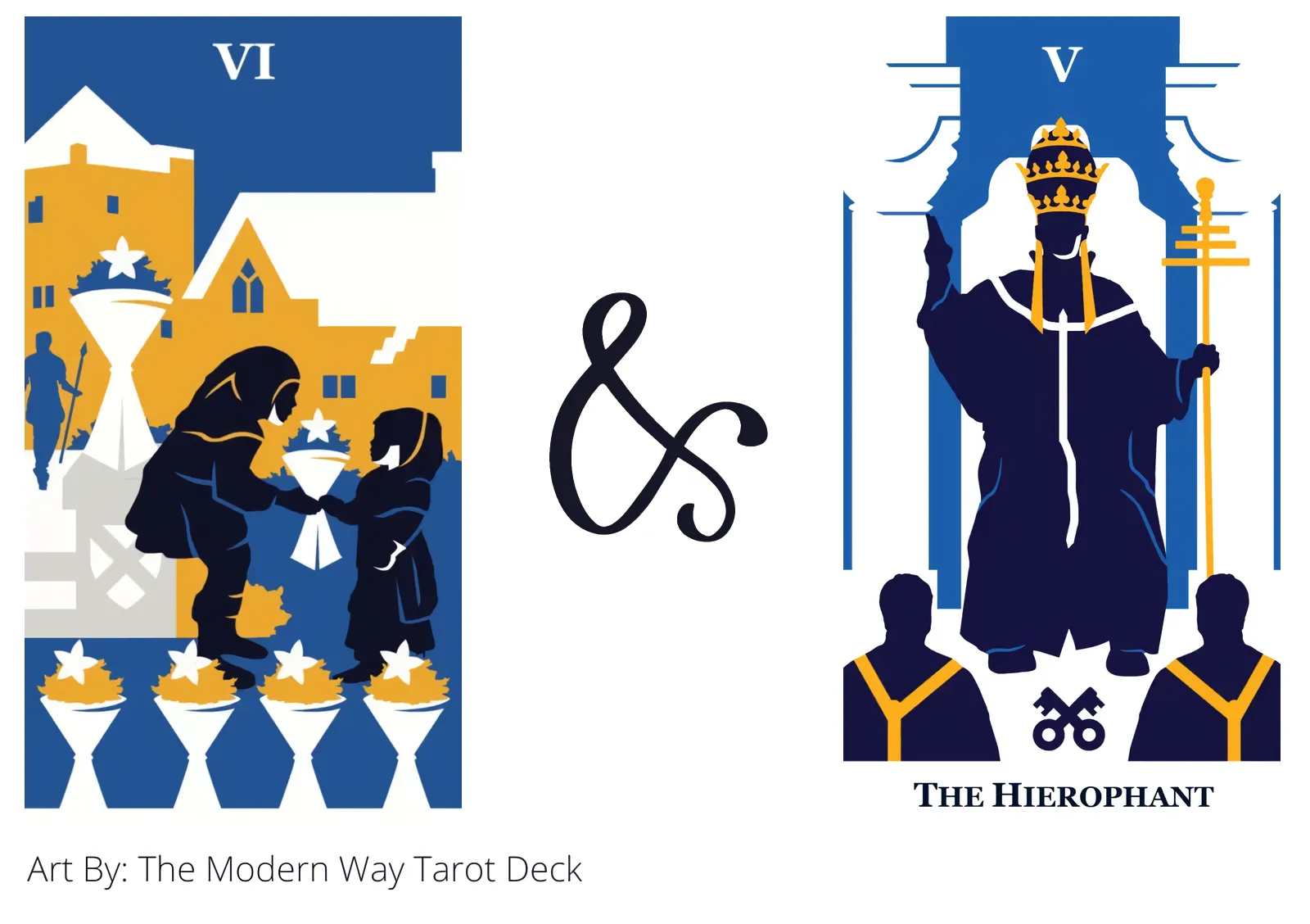 six of cups and the hierophant tarot cards together